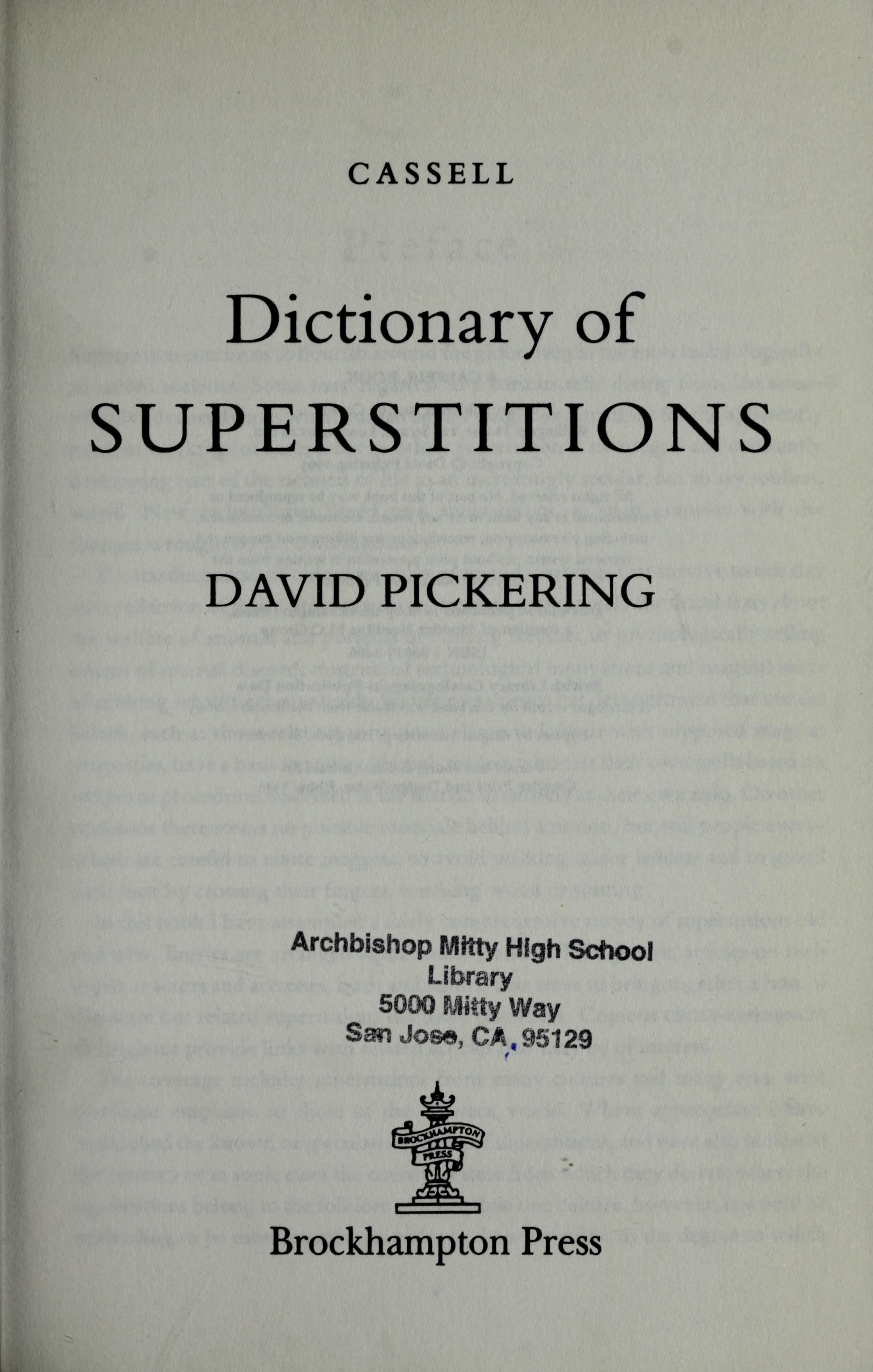 Cassell Dictionary of Supersitions