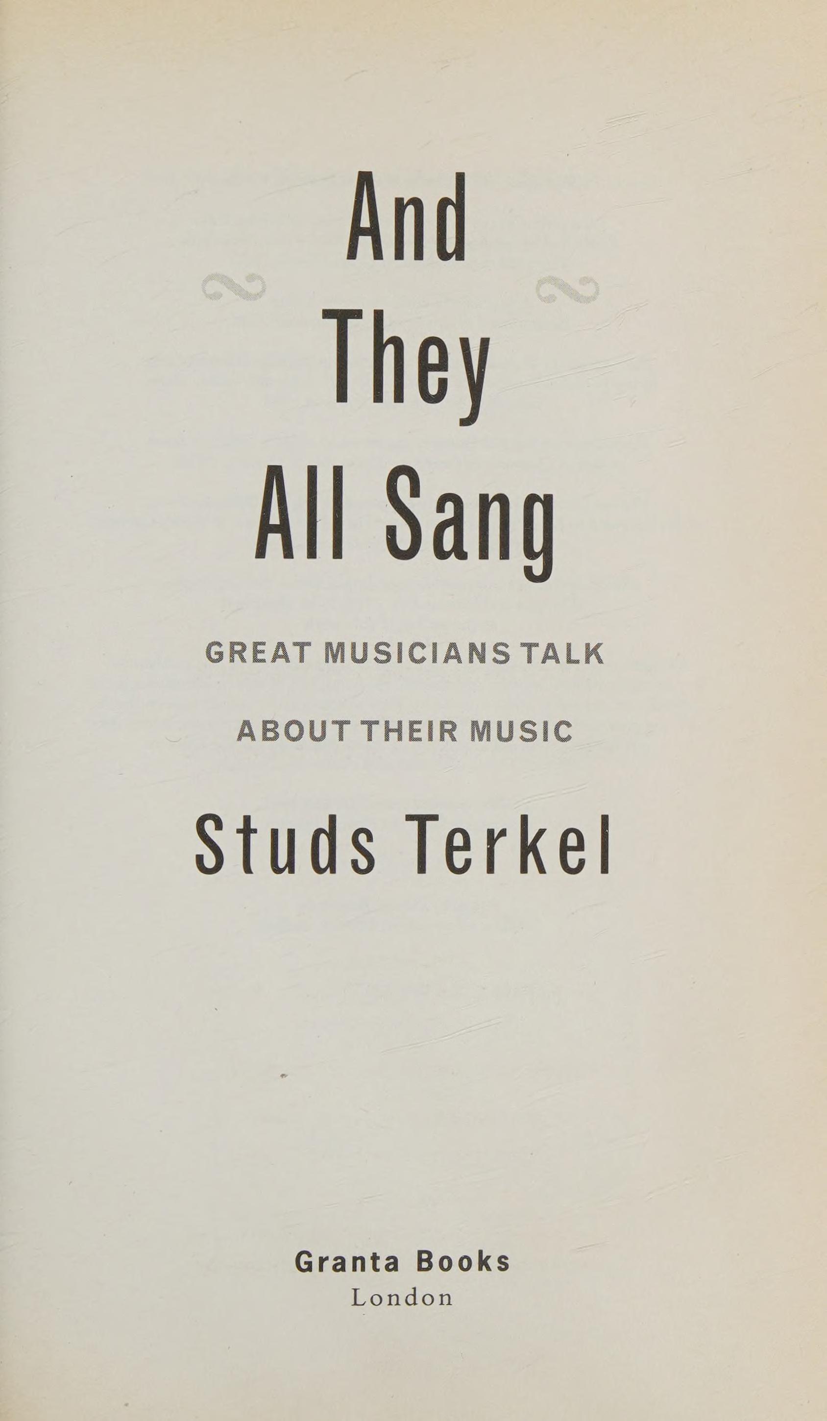 And They All Sang
