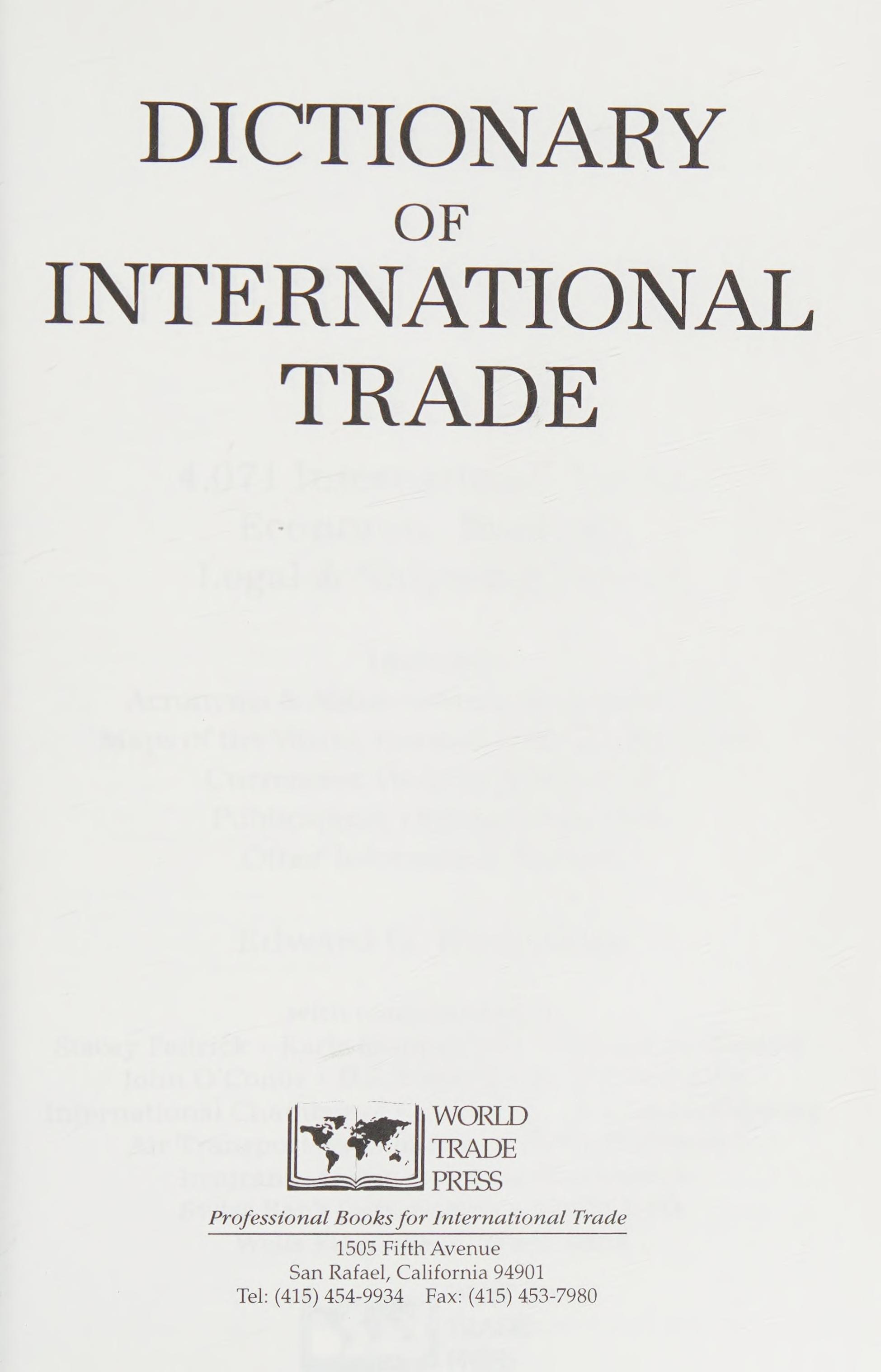 Dictionary of International Trade