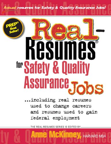 Real-Resumes For Safety And Quality Assurance Jobs