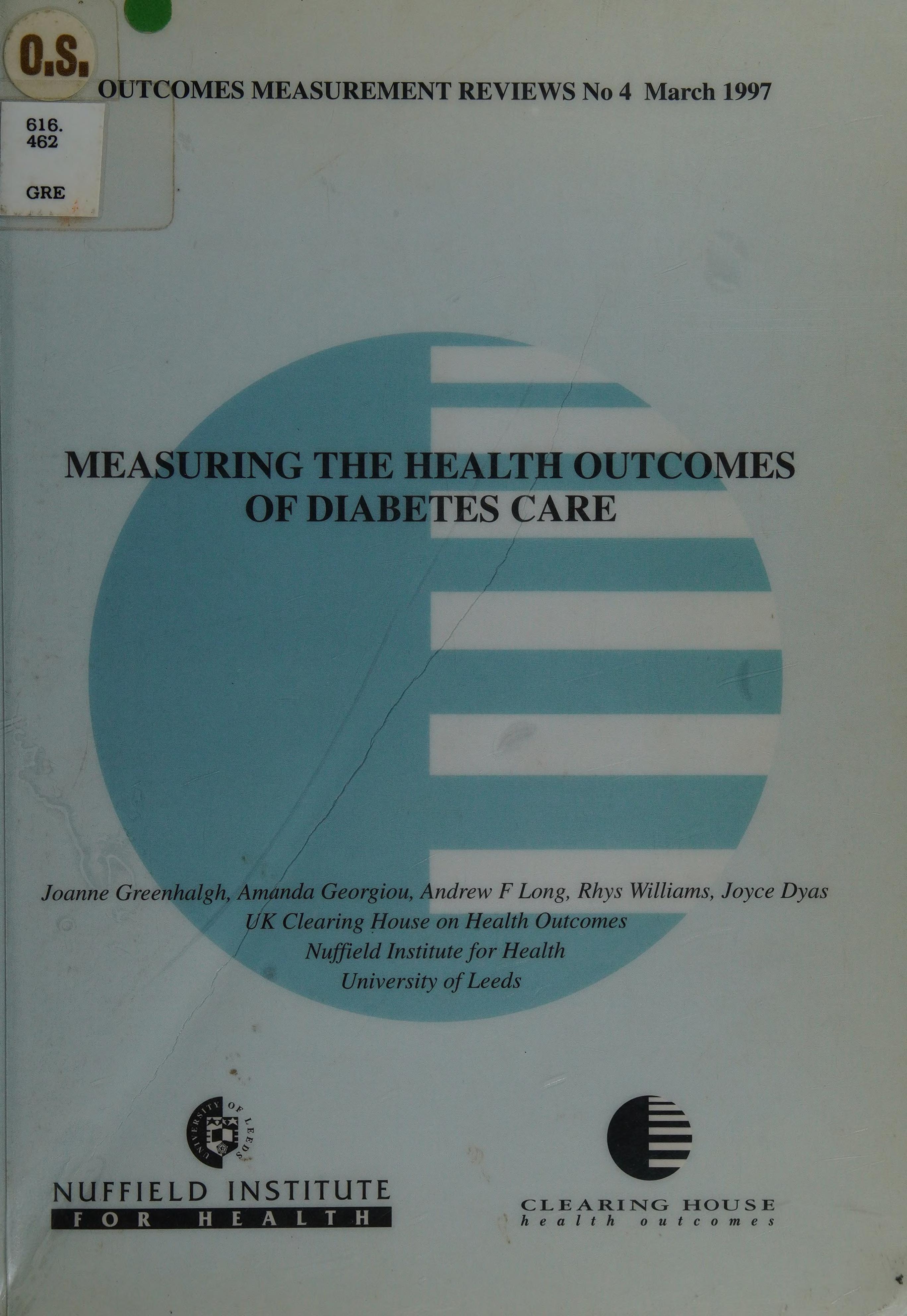 Measuring The Health Outcomes Of Diabetes Care (Outcomes Measurement Reviews)