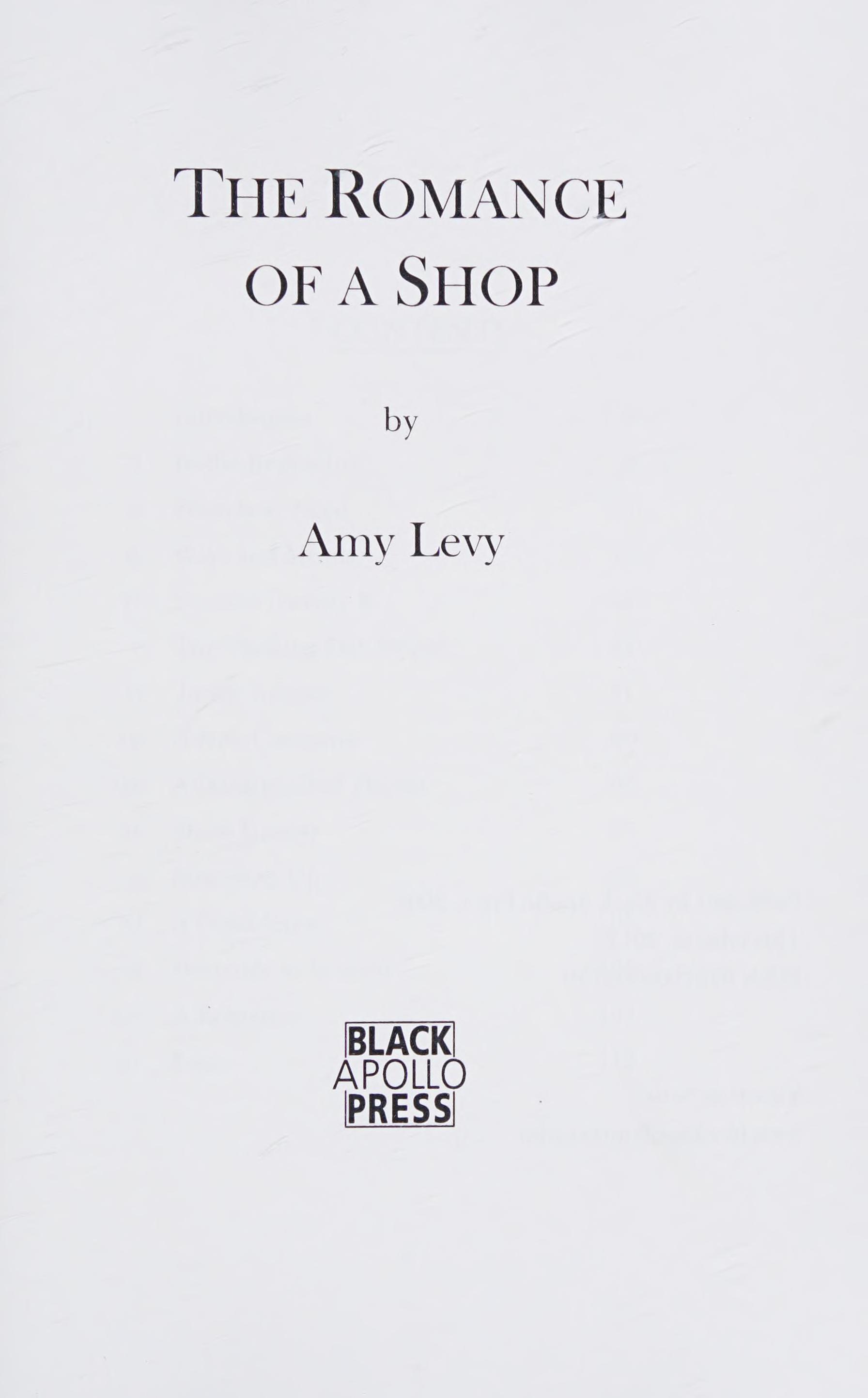 The Romance of a Shop by Amy Levy, ISBN 9781900355759