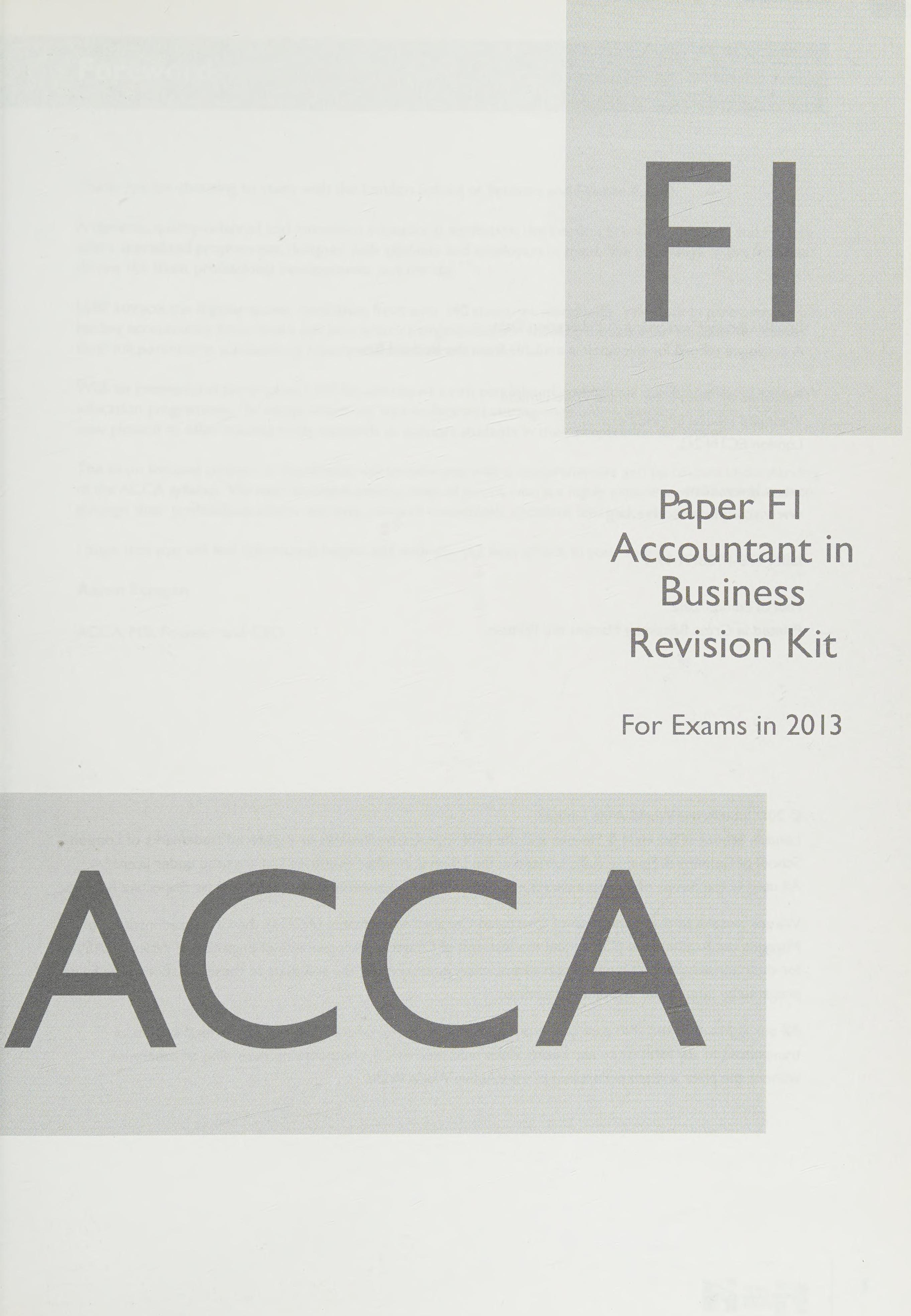 ACCA Accountant F1 (Accountant in Business)