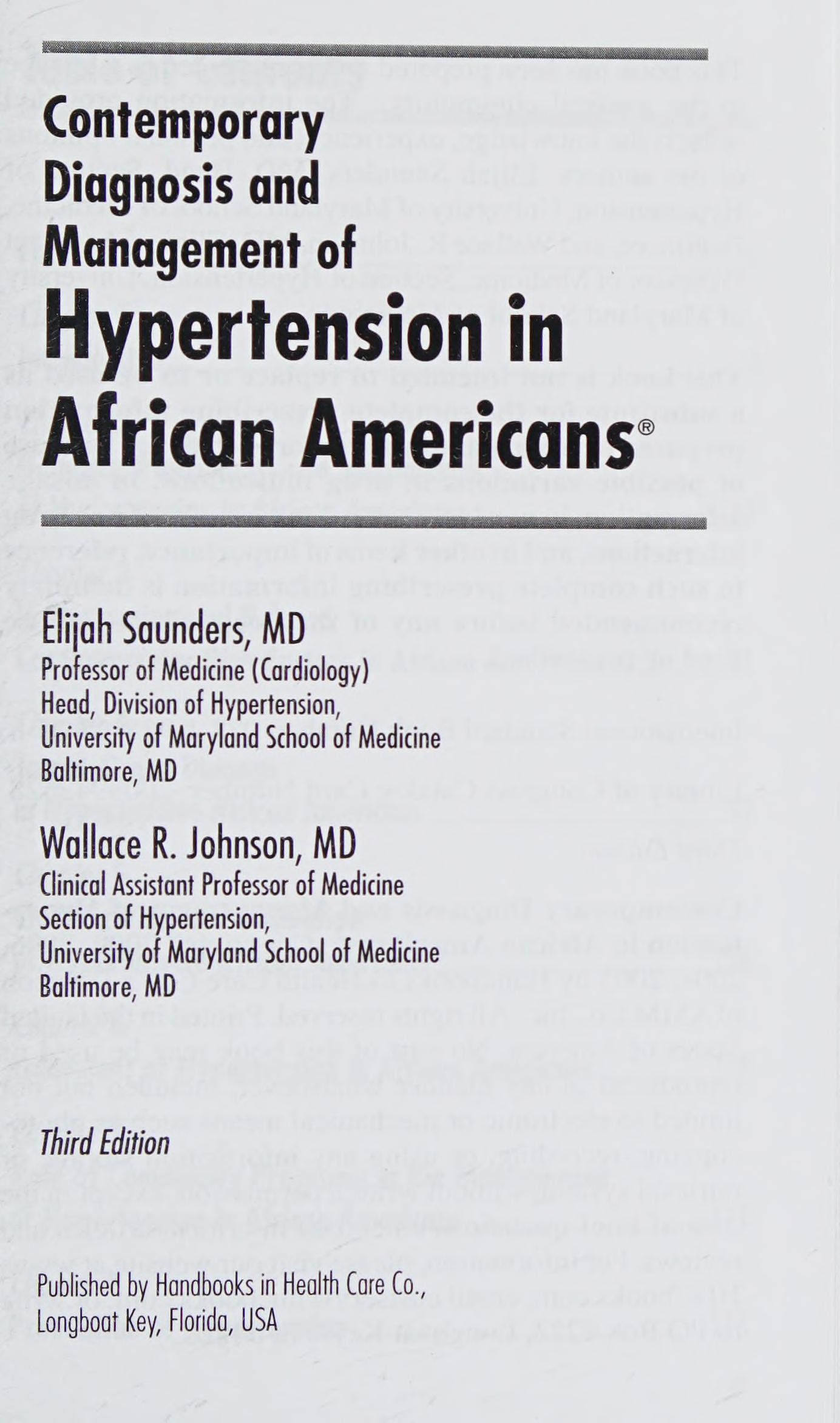 Contemporary Diagnosis and Management of Hypertension in African Americans