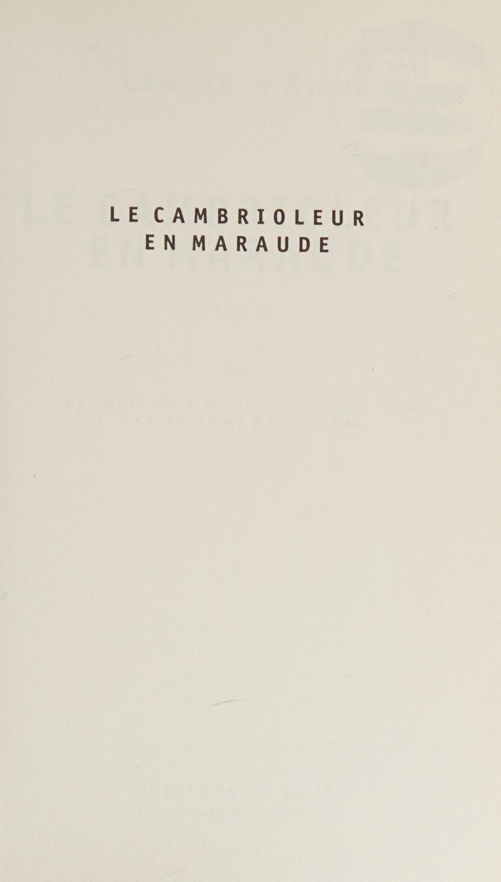 Le Cambrioleur En Maraude