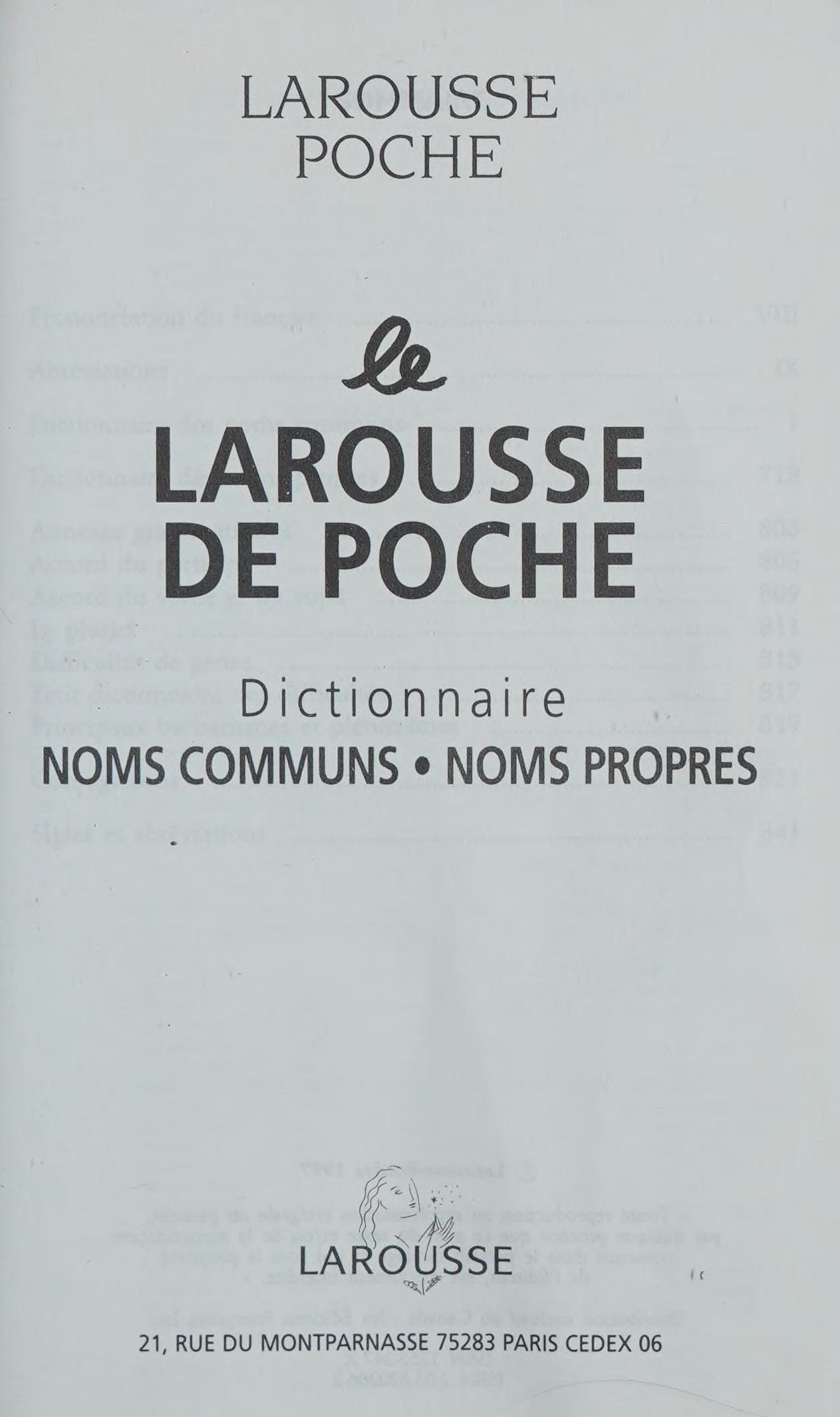 Le Larousse de Poche Np Dictionnaire Noms Communs