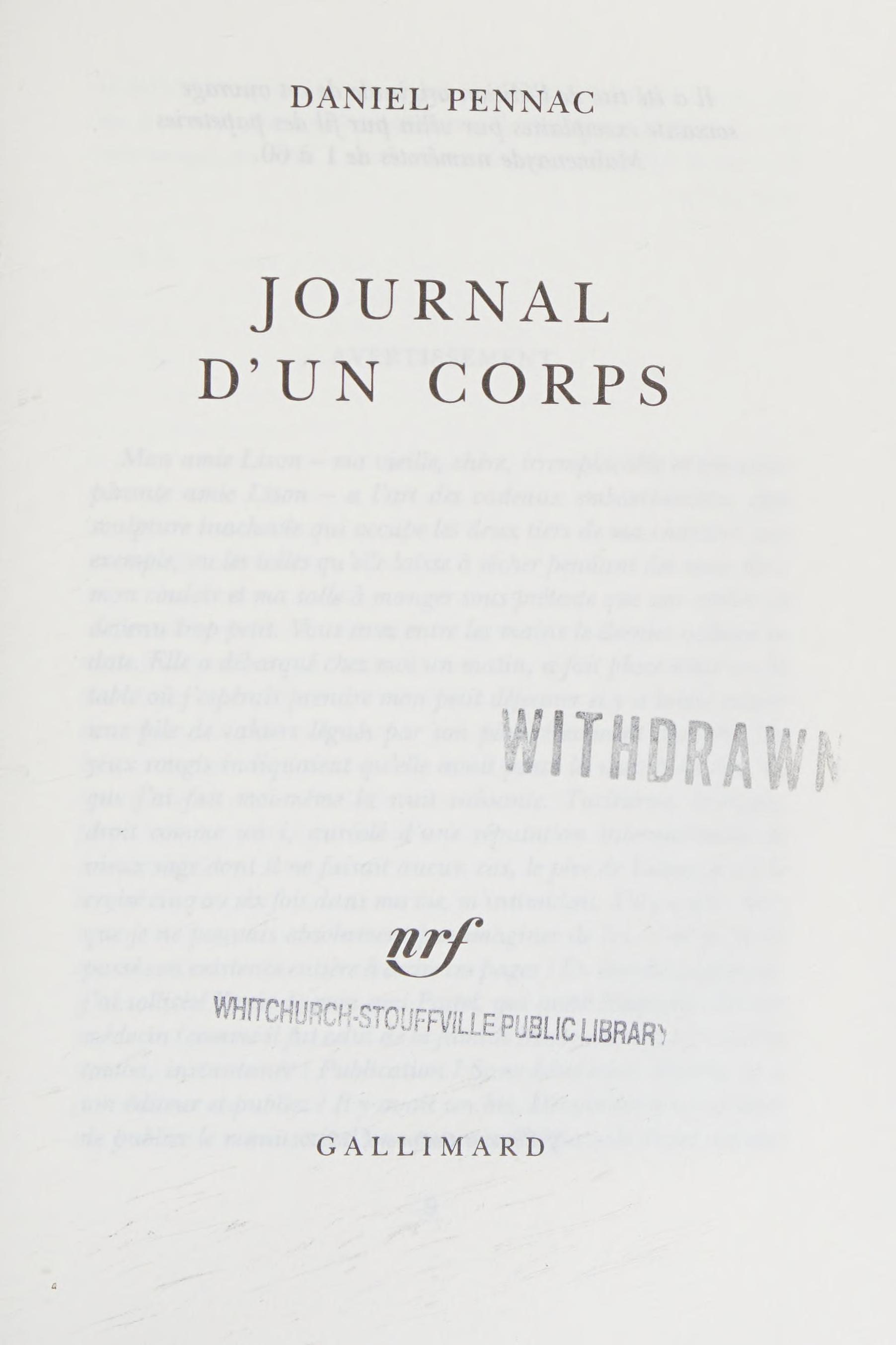 Journal D'Un Corps