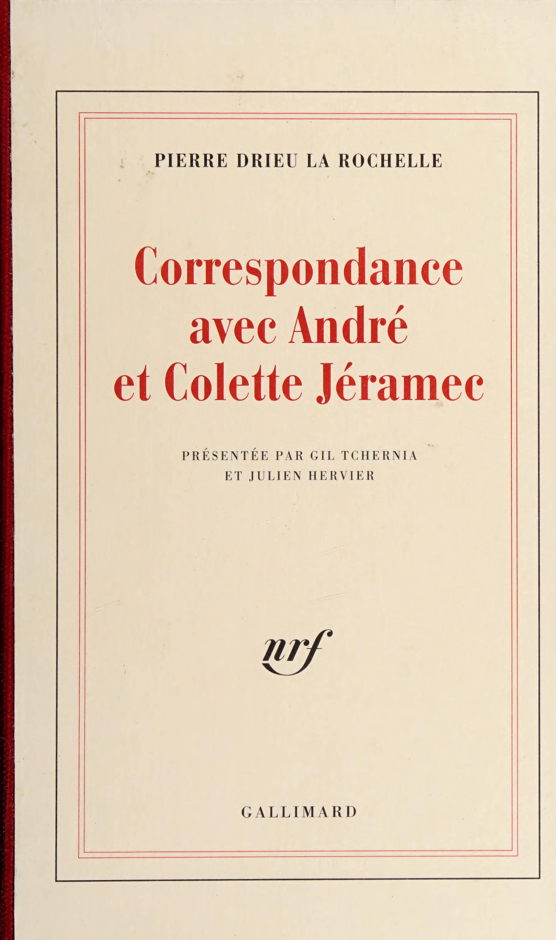 Correspondance Avec André Et Colette Jéramec