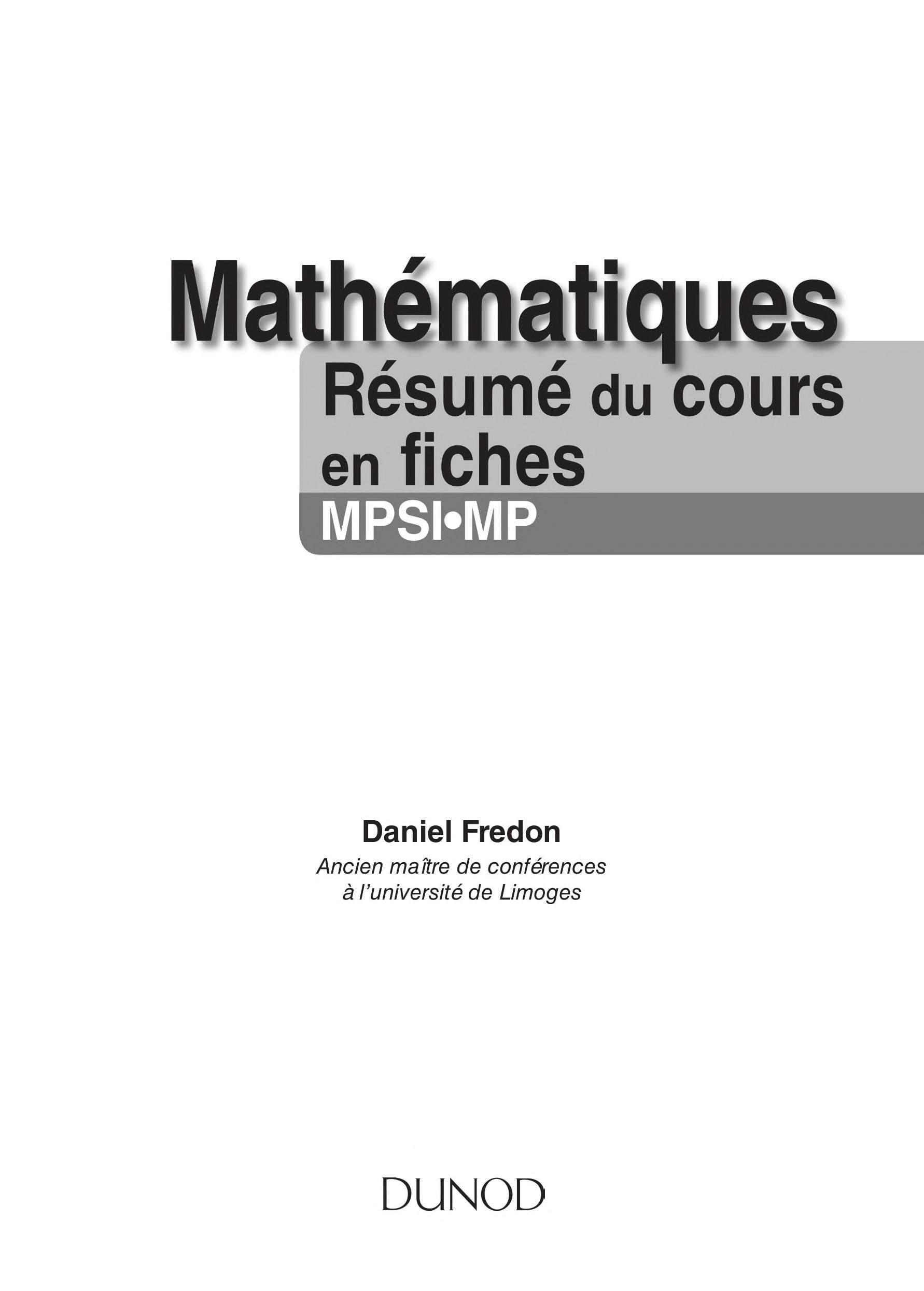 Mathematiques Resume du Cours En Fiches Mpsi-Mp