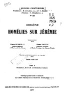 Homélies Sur Jérémie