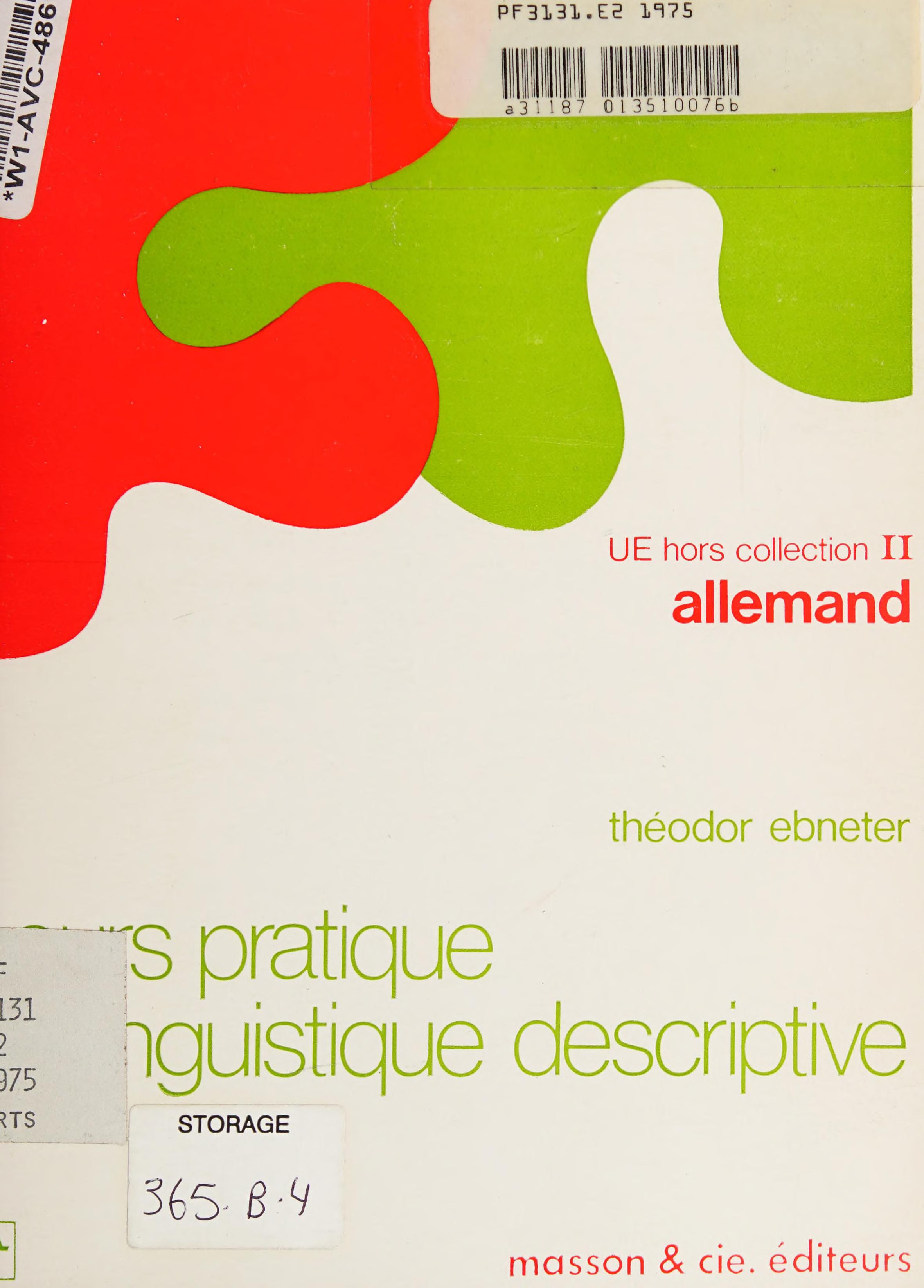 Cours Pratique De Linguistique Descriptive (Ue - Hors Collection ; 2 : Allemand) (French Edition)