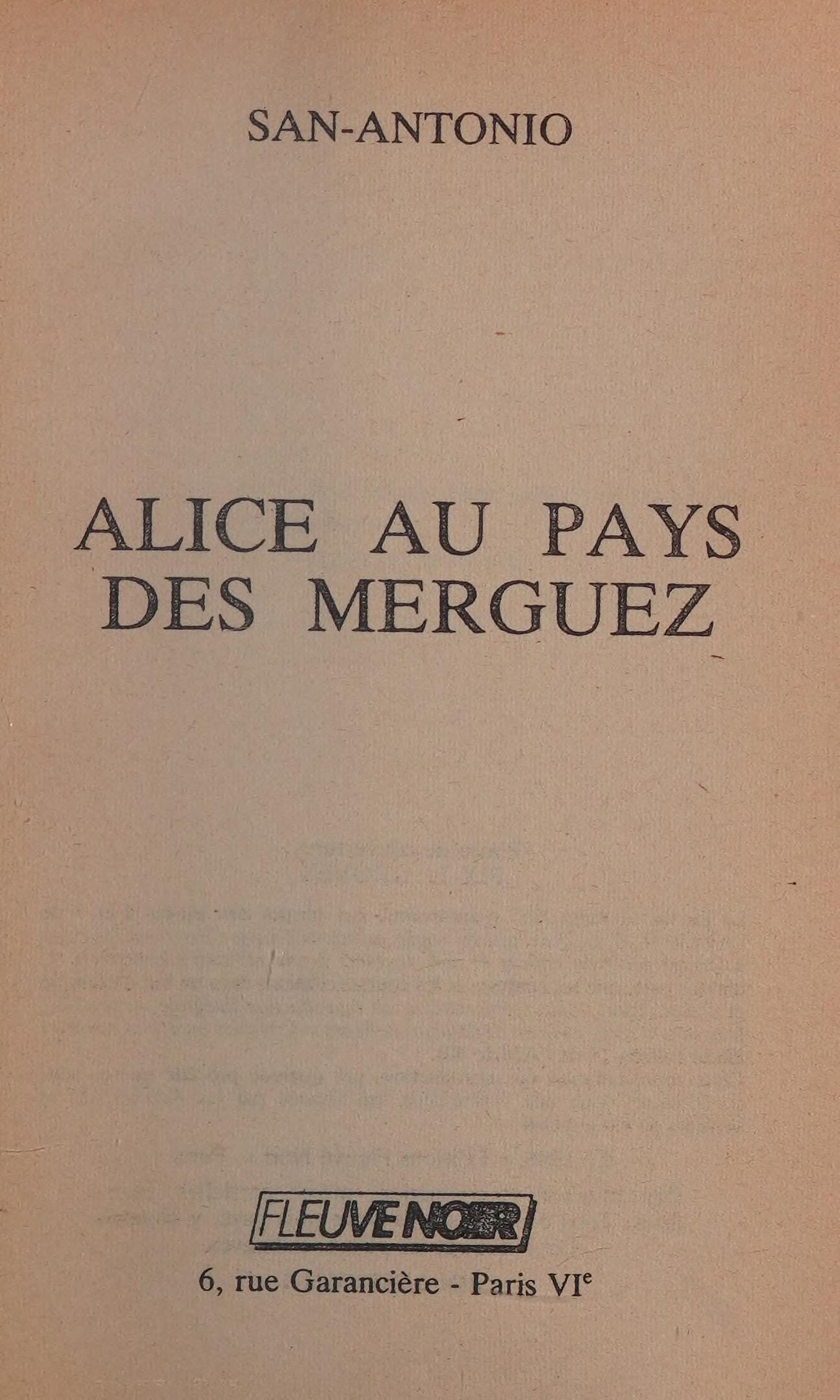 SAN-ANTONIO ALICE AU PAYS DE MERGUEZ