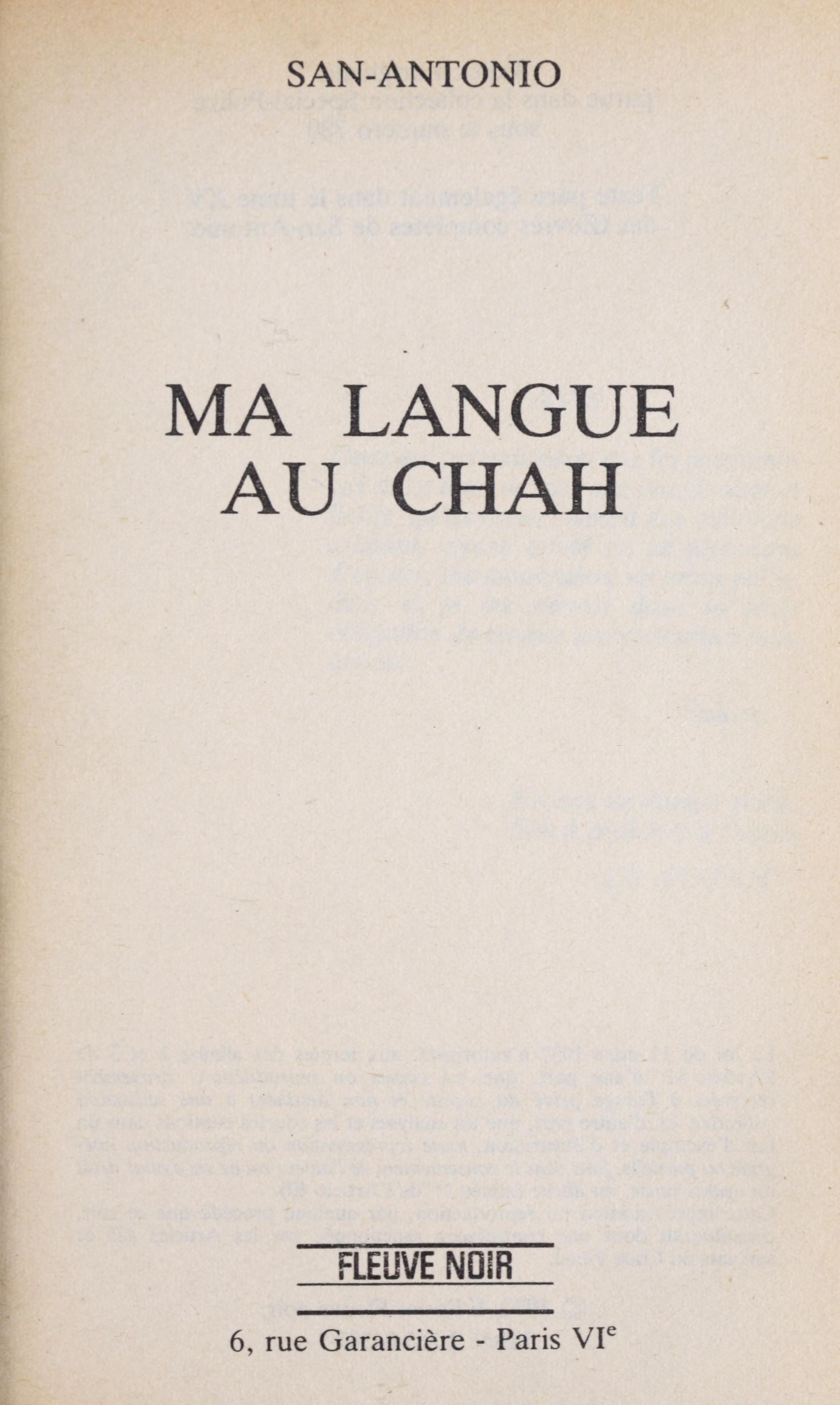 Ma Langue Au Chah
