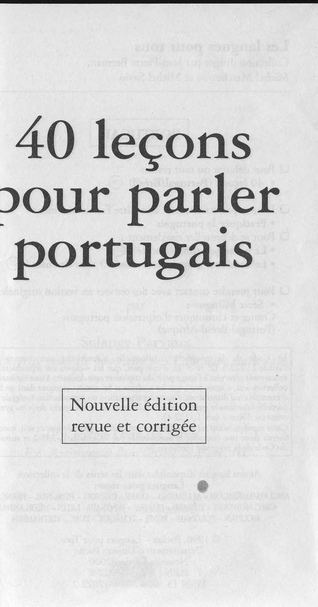 40 lec ons pour parler portugais