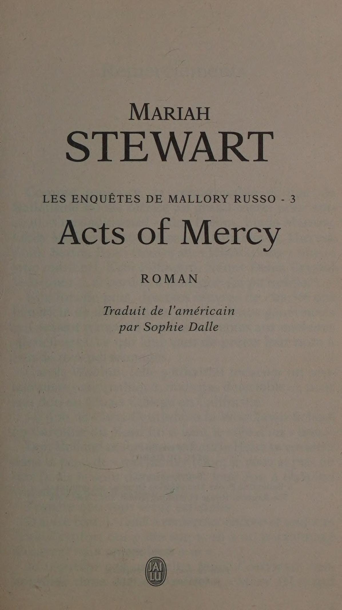 Les EnquÃªtes de Mallory Russo, Tome 3 by Mariah Stewart, ISBN 9782290028186