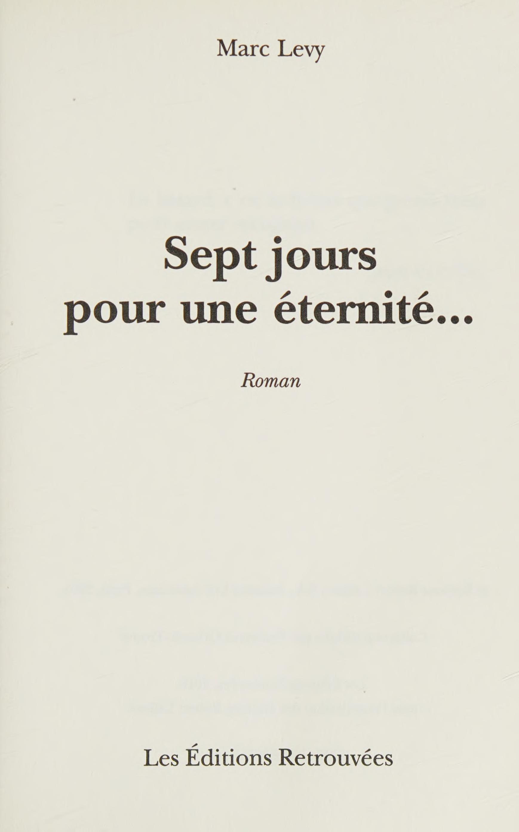 Sept Jours Pour Une Éternité