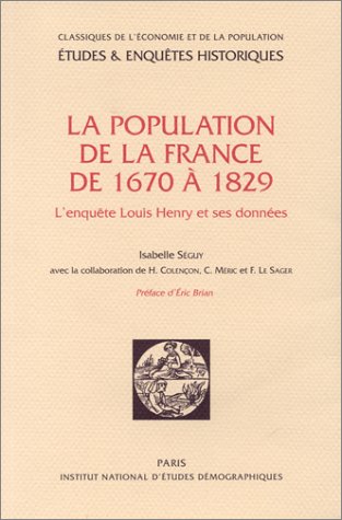 La Population de la France de 1670 A 1829