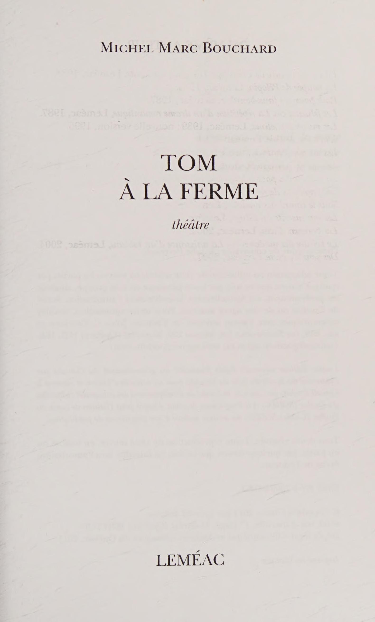 Tom a la ferme