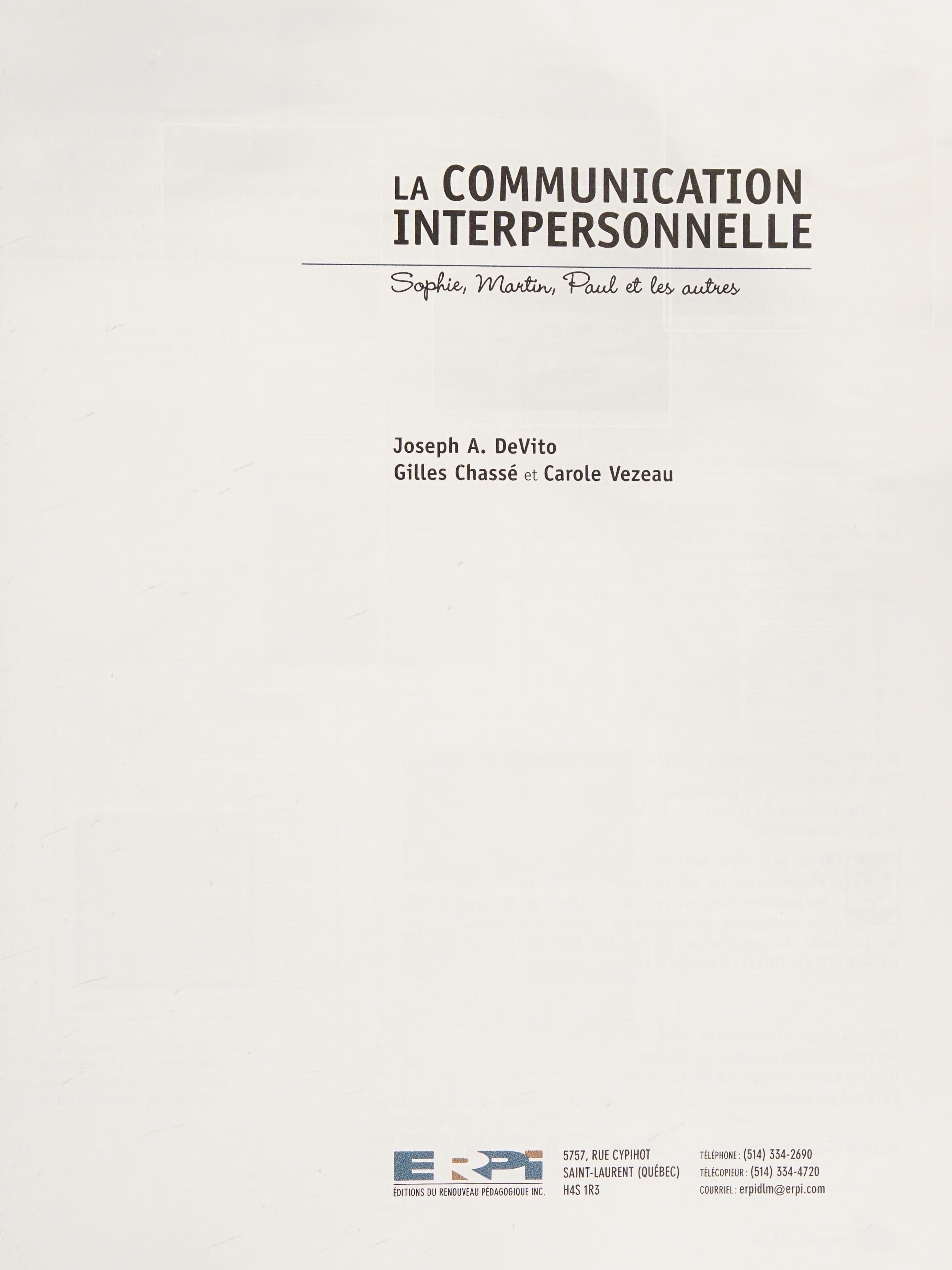 COMMUNICATION INTERPERSONNELLE