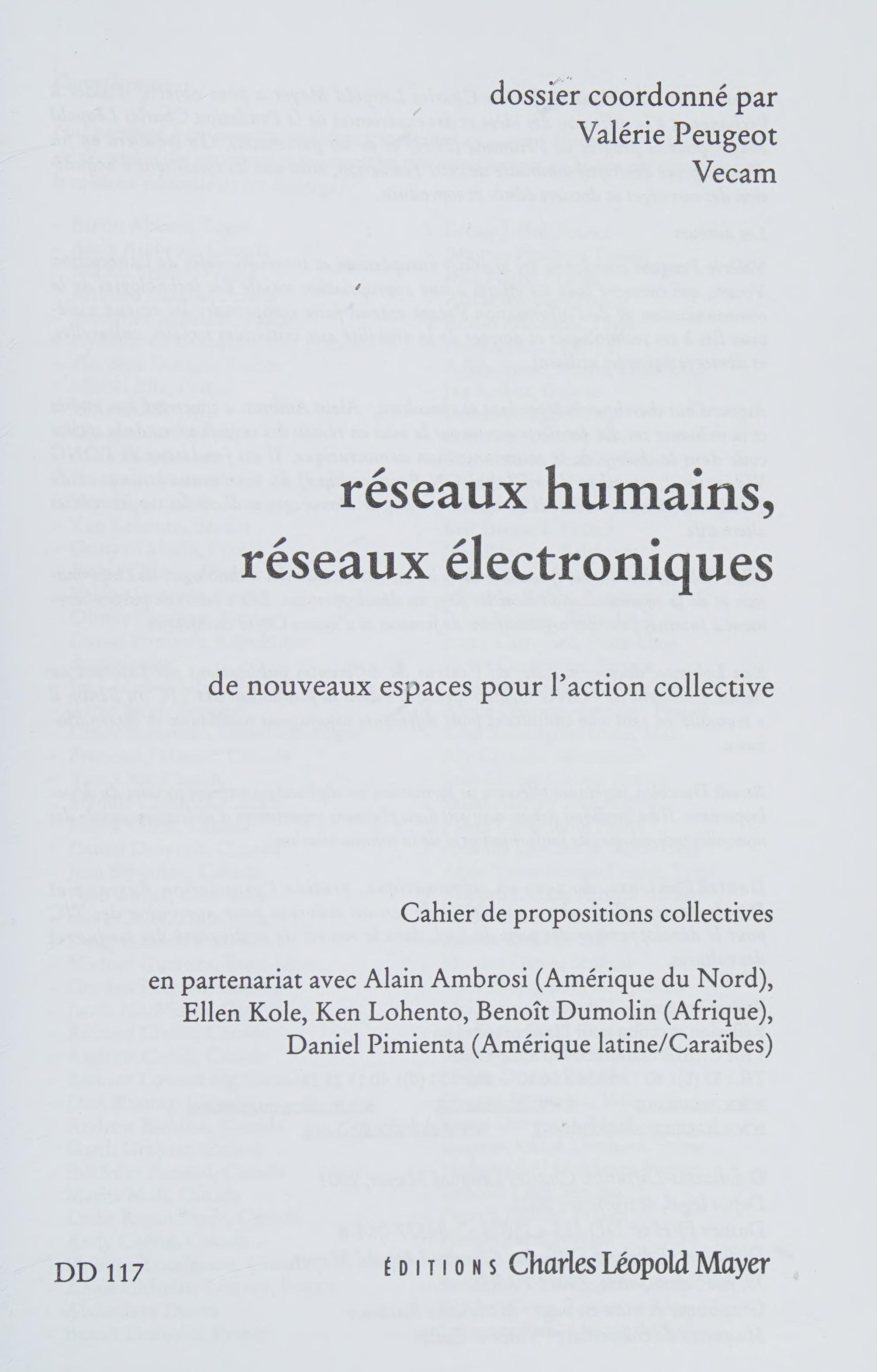 Reseaux humains reseaux electroniques