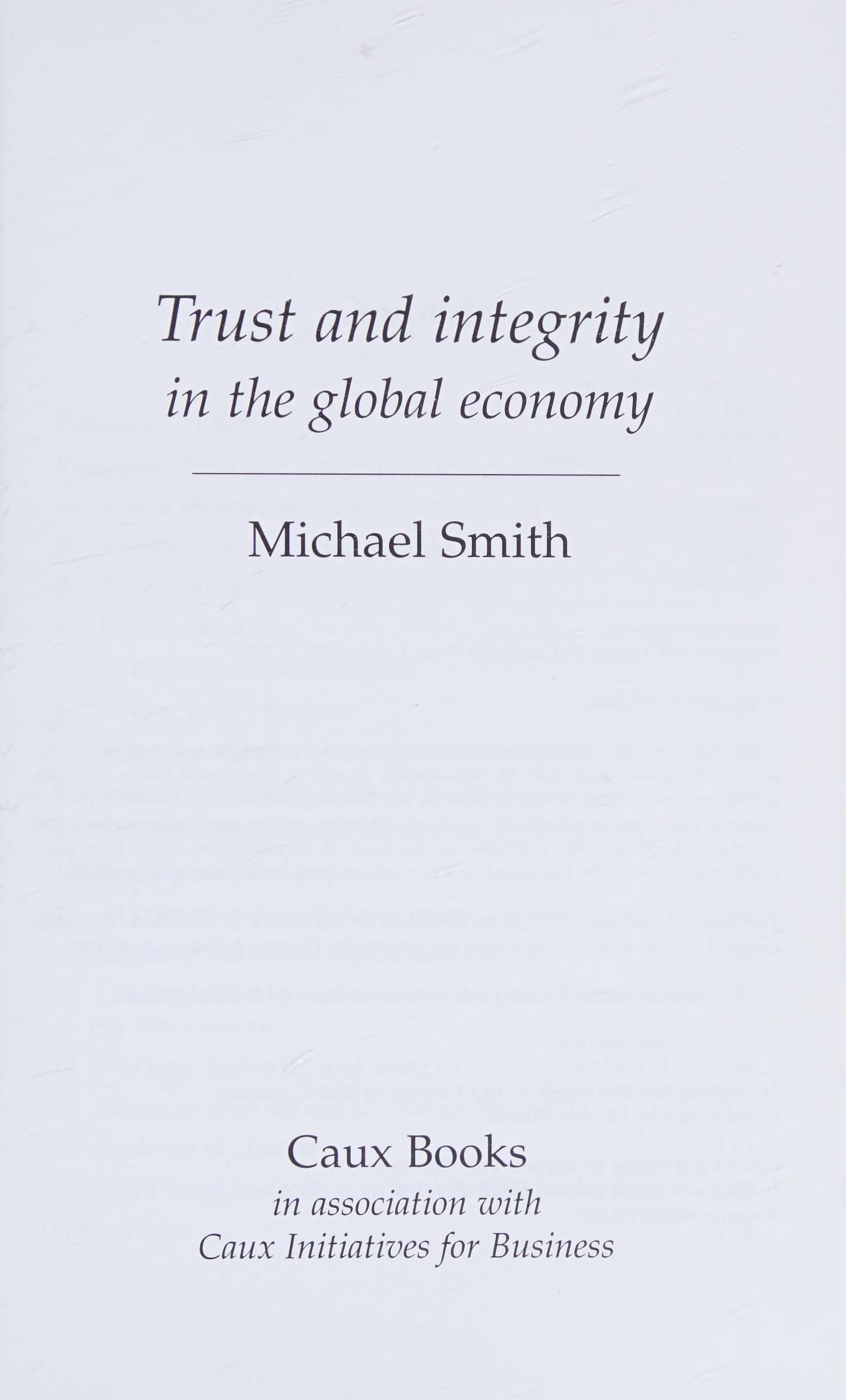Trust and Integrity in the Global Economy