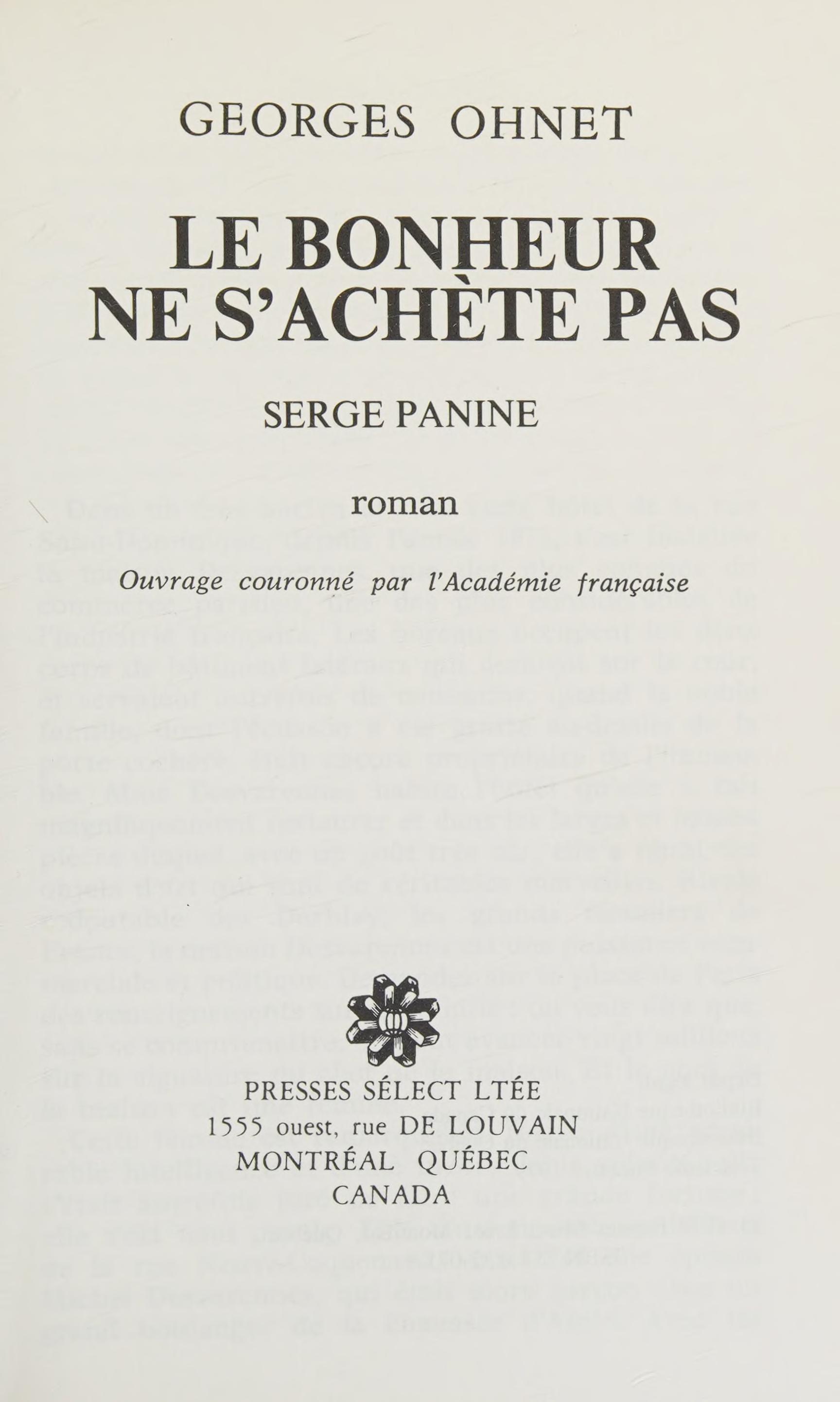 Le Bonheur Ne S'Achète Pas