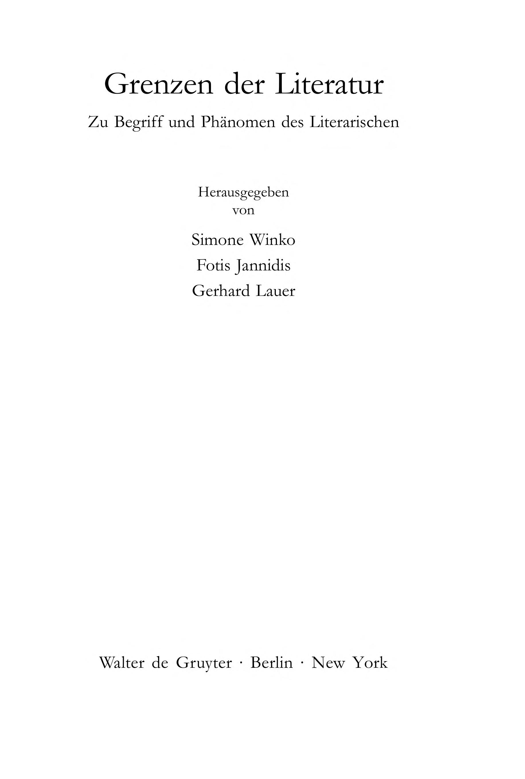 Grenzen Der Literatur (Revisionen) (German Edition)