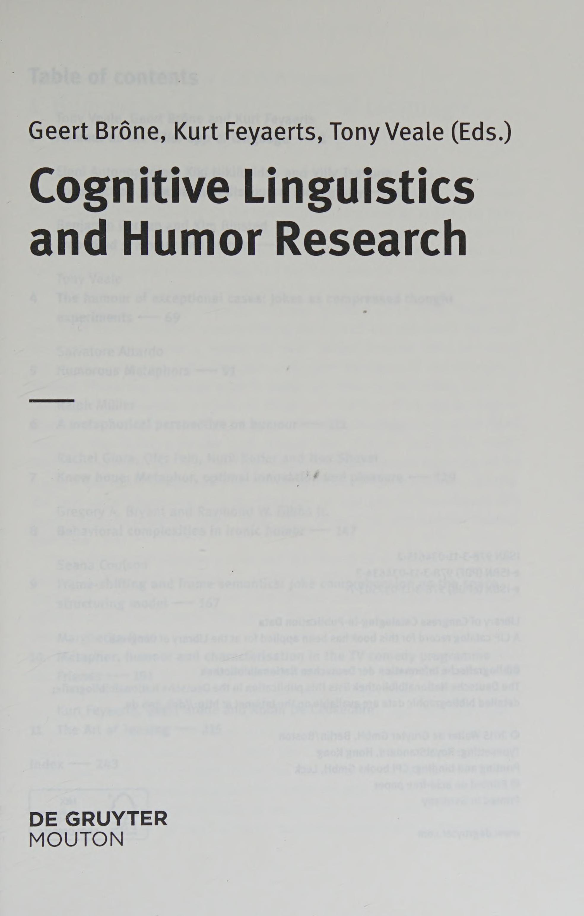 Cognitive Linguistics And Humor Research