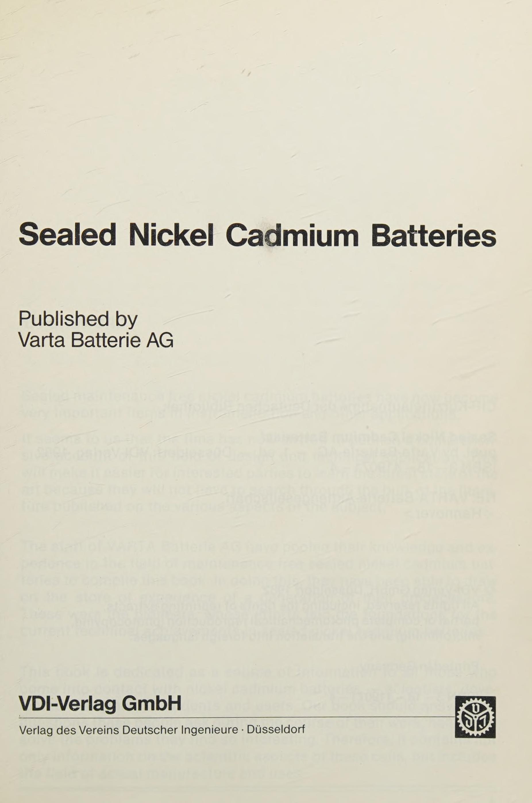 Sealed Nickel Cadmium Batteries