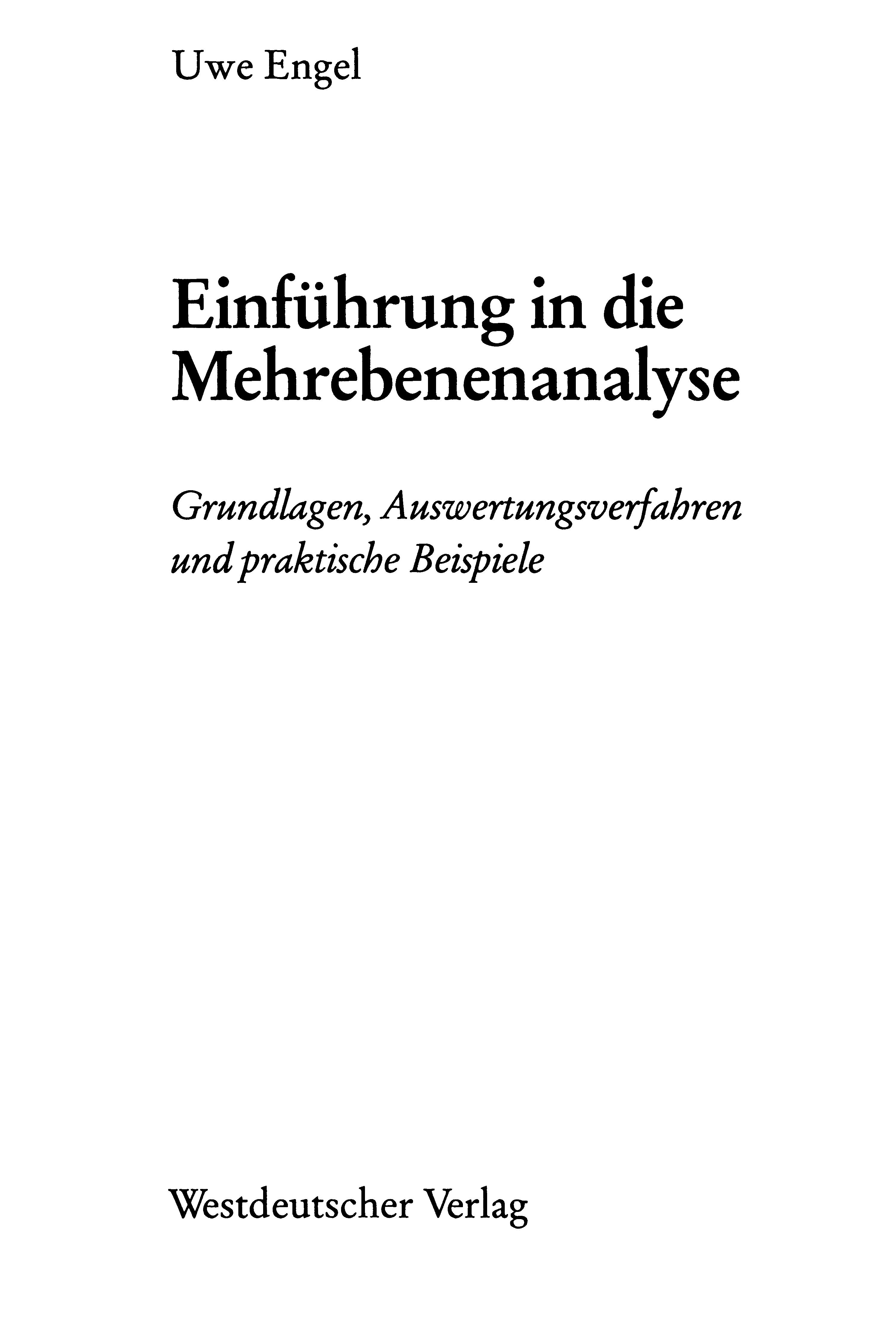 Einführung in Die Mehrebenenanalyse