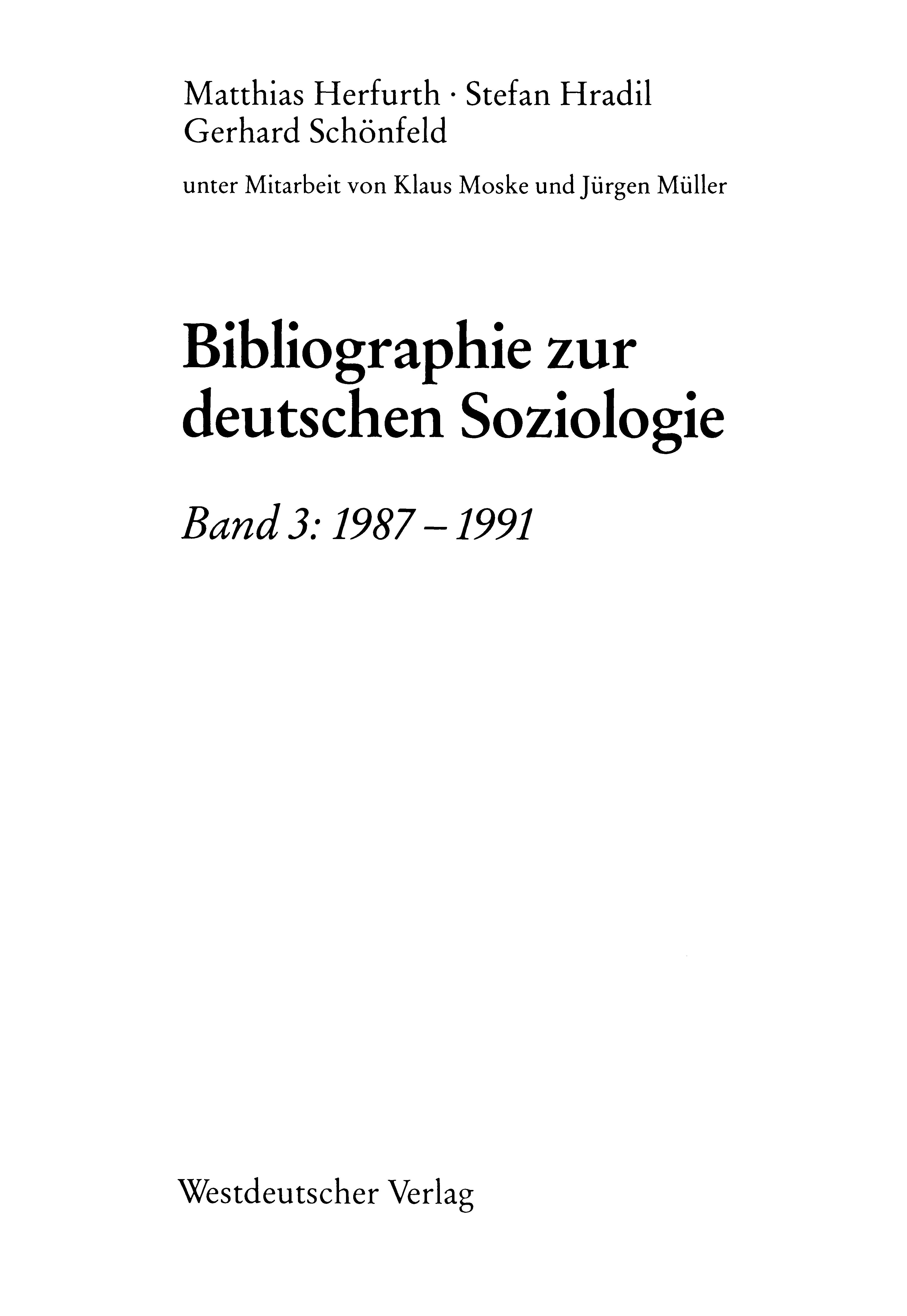 Bibliographie zur deutschen Soziologie
