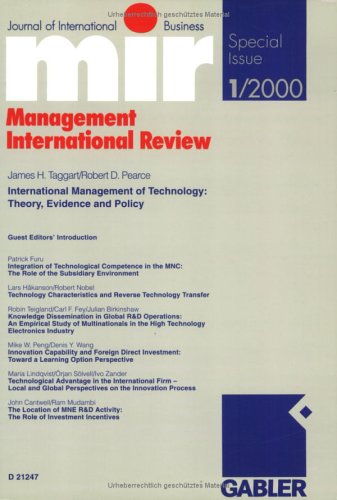 International Management Of Technologie. Theory, Evidence And Policy.
