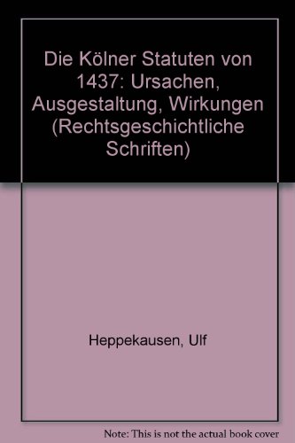 Die Kolner Statuten Von 1437