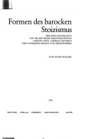 Formen Des Barocken Stoizismus: D. Einfluss D. Stoa Auf D. Dt. Barockdichtung : Martin Opitz, Andreas Gryphius U. Catharina Regina Von Greiffenberg ... Und Komparatistik ; Bd. 39)