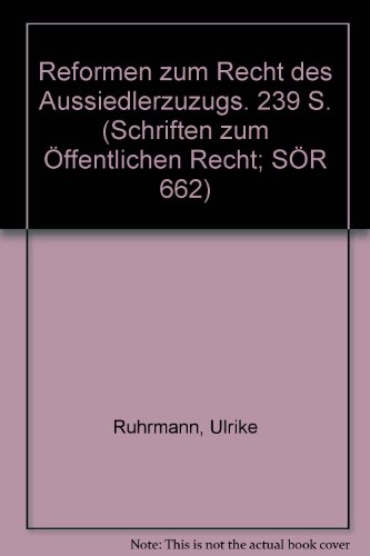 Reform Zum Recht des Aussiedlerzuzugs