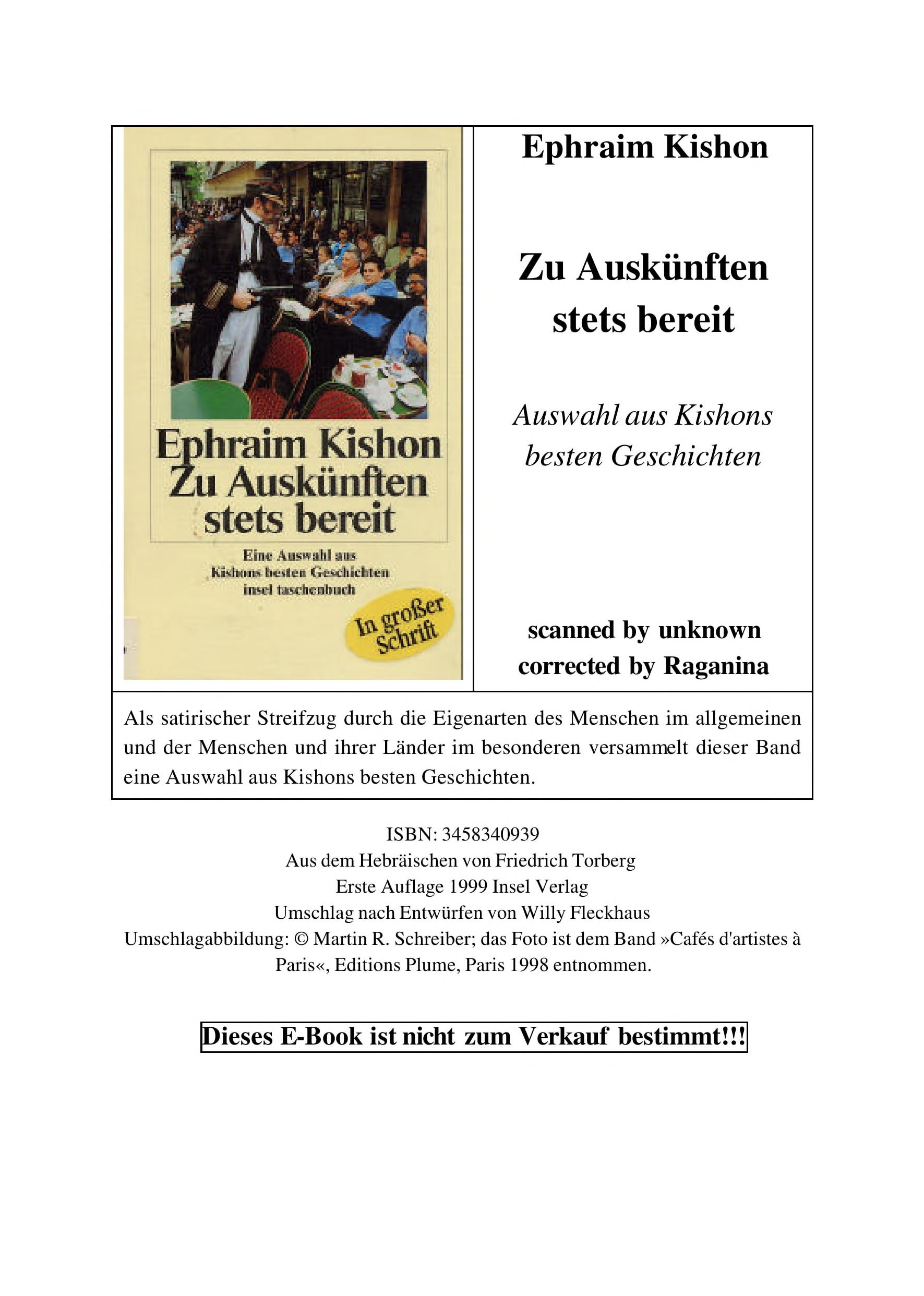 Zu Auskünften Stets Bereit. Großdruck. Eine Auswahl Aus Kishons Besten Geschichten