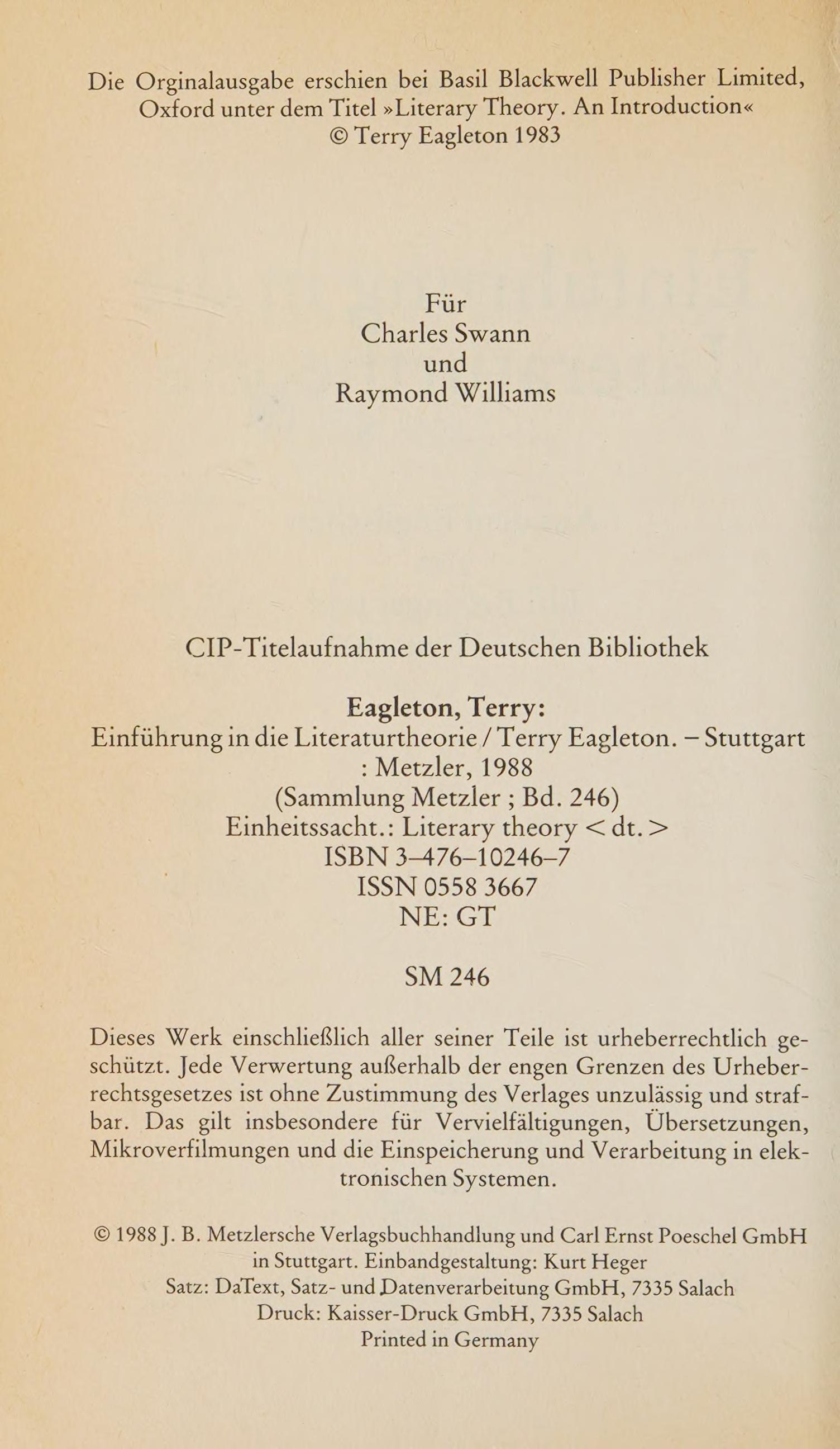 Einfuehrung in Die Literaturtheorie