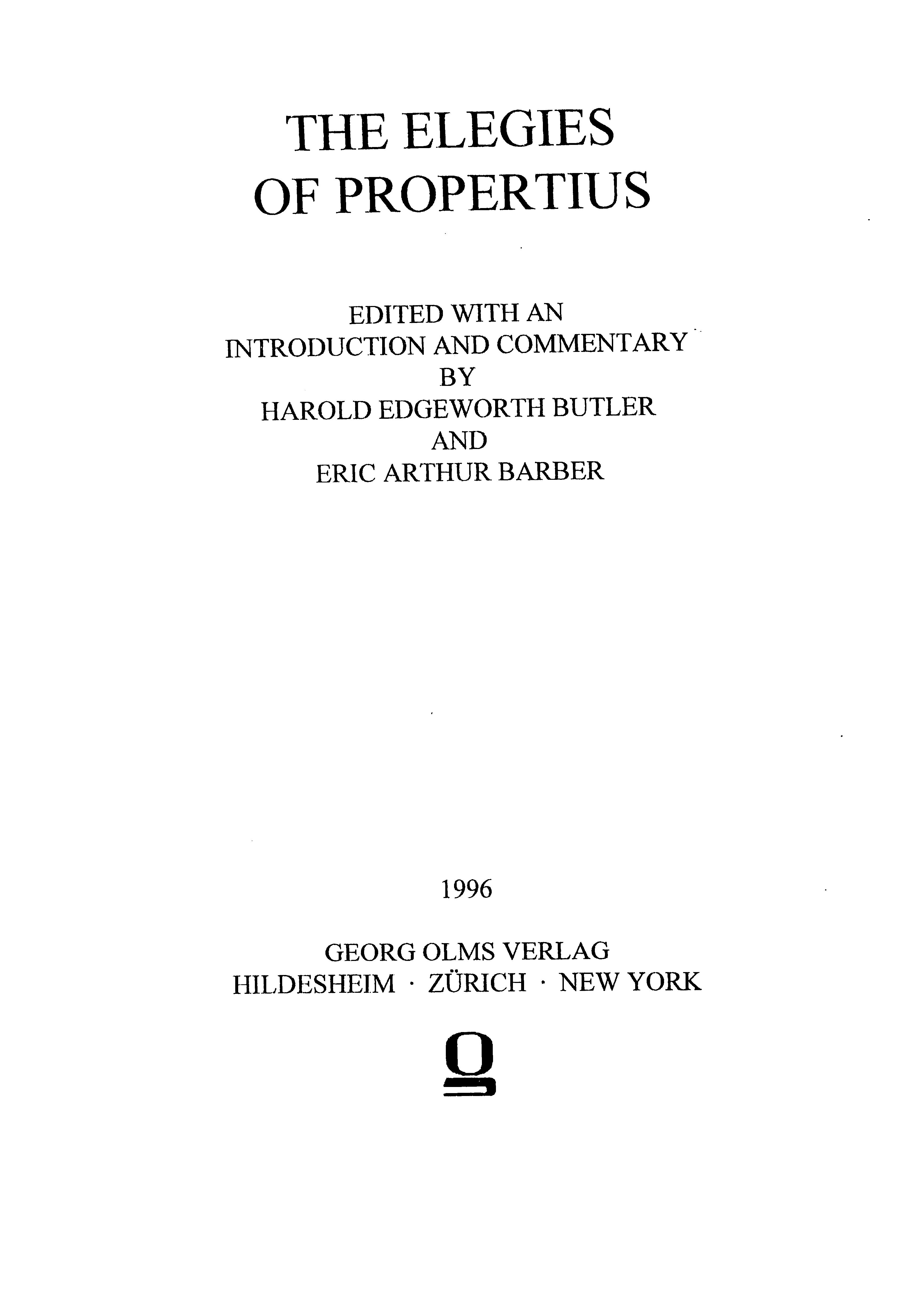 The Elegies of Propertius
