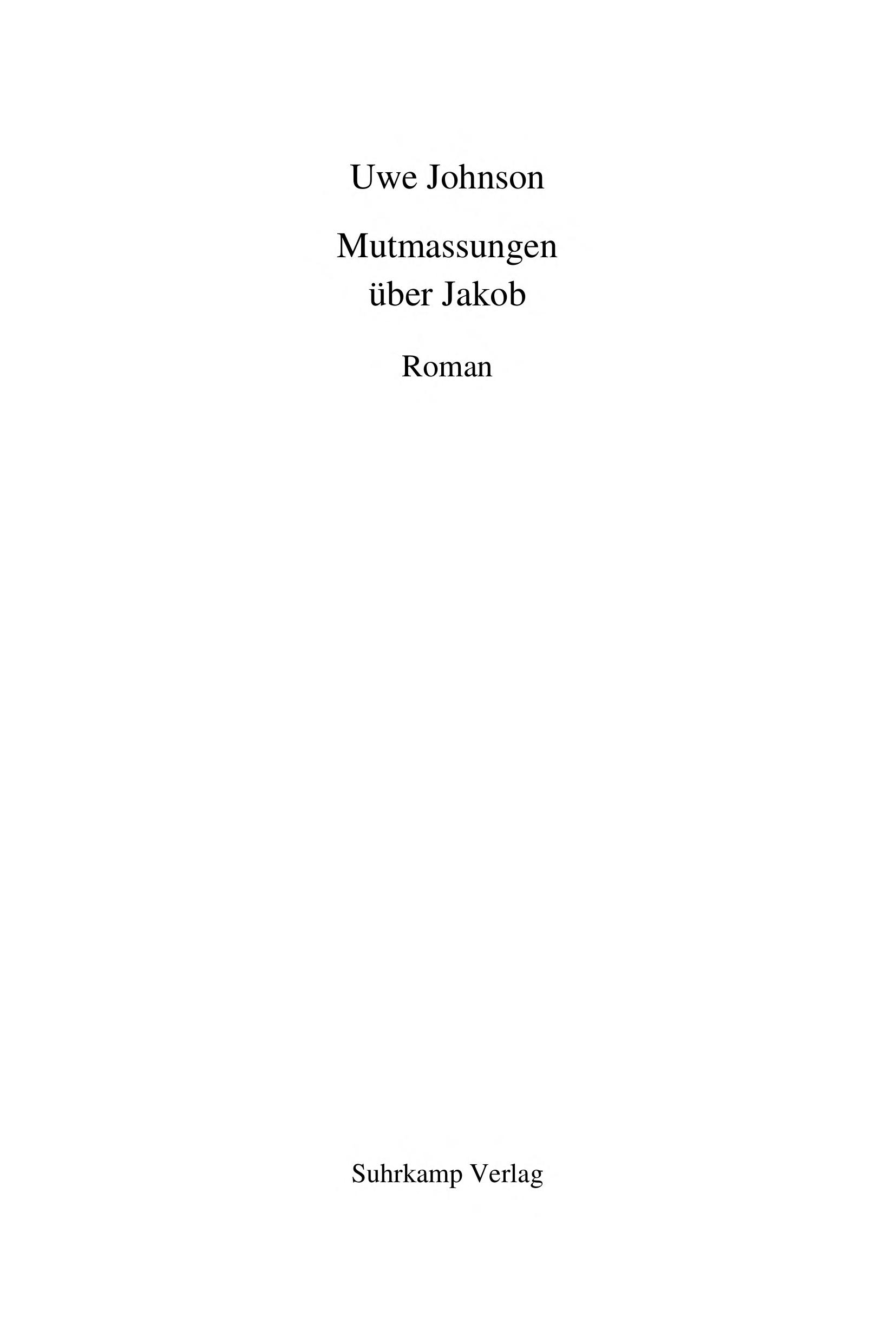 MutmaÃŸungen Über Jakob
