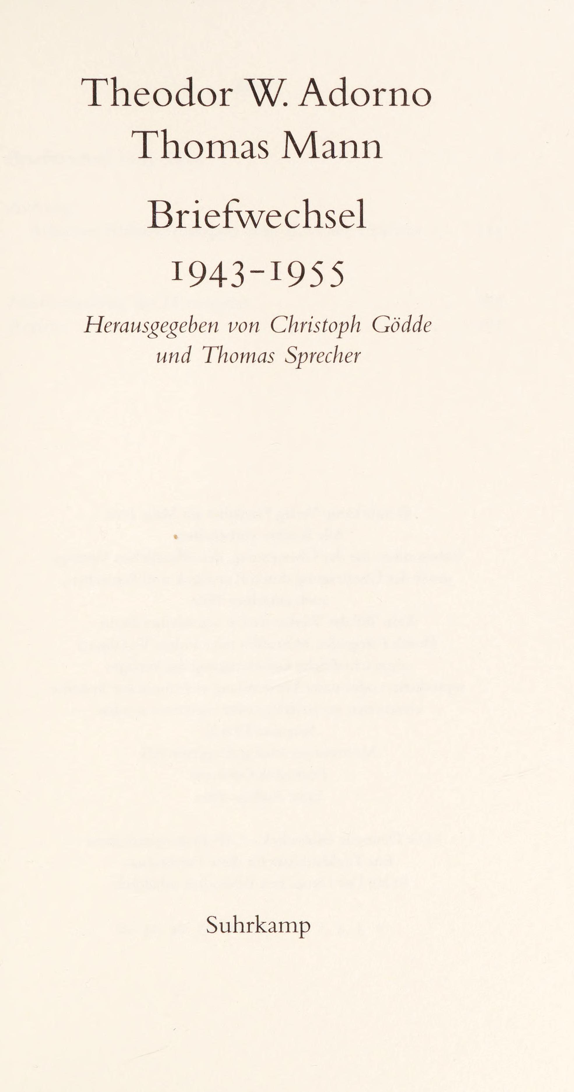 Briefwechsel 1943 - 1955
