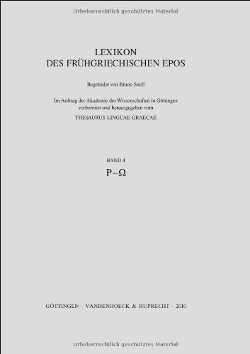 Lexikon Des Fruhgriechischen Epos. Bd. 4: Einbanddecke Und Bandtitelei Zu Band 4 (R-W) (Lexikon Des Fruhgriechischen Epos. Einbanddecken)