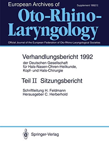 Sitzungsbericht (Verhandlungsbericht Der Deutschen Gesellschaft Für Hals-Nasen-Ohren-Heilkunde, Kopf- Und Hals-Chirurgie) (German Edition)