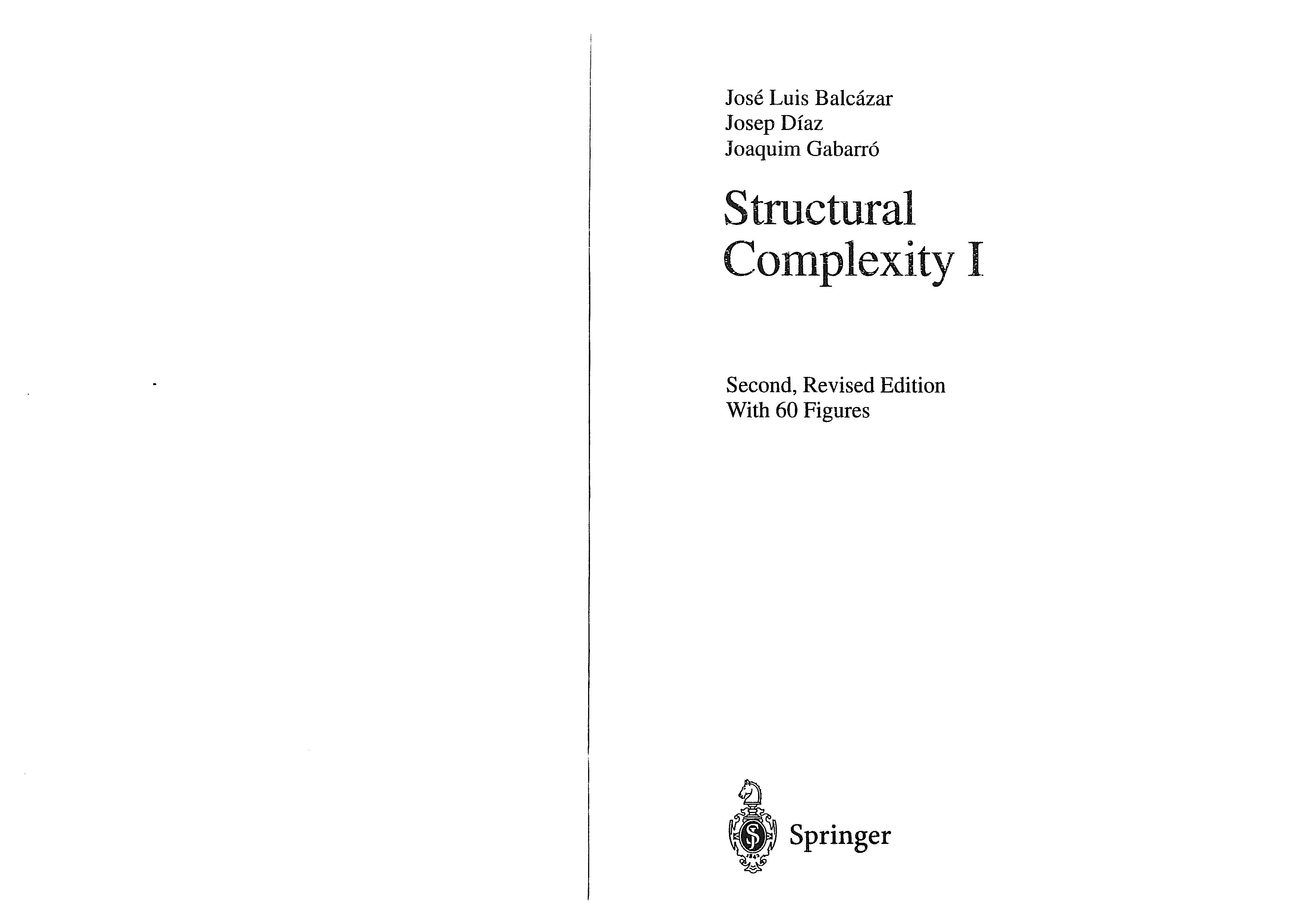 Structural Complexity I Texts in Theoretical Computer Science. An EATCS Series