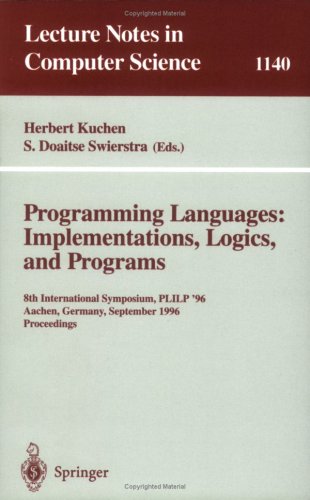 Programming Languages Implementations Logics and Programs 8th International Symposium Plilp 96 Aachen Germany September 24 27 1996