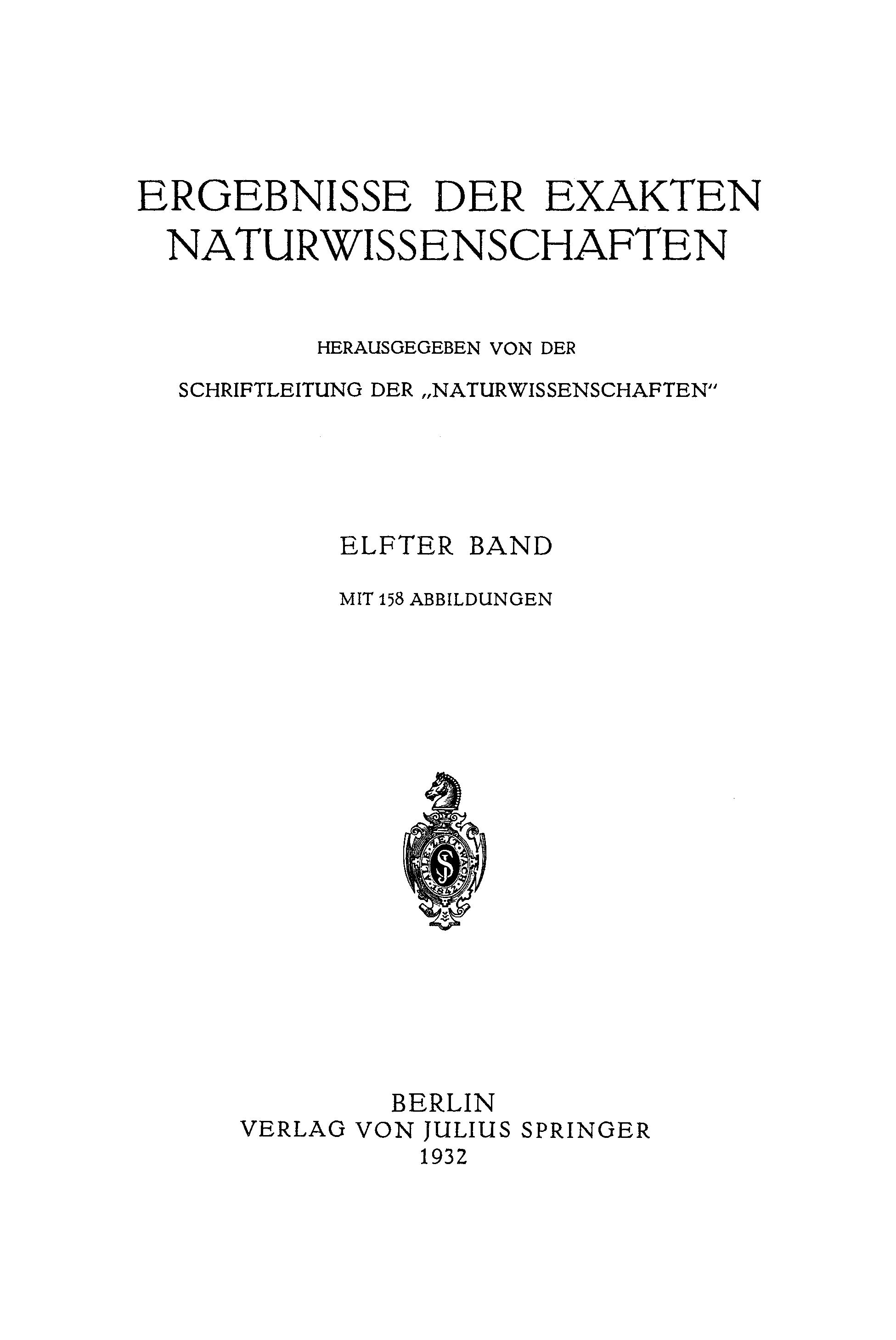 Ergebnisse Der Exakten Naturwissenschaften
