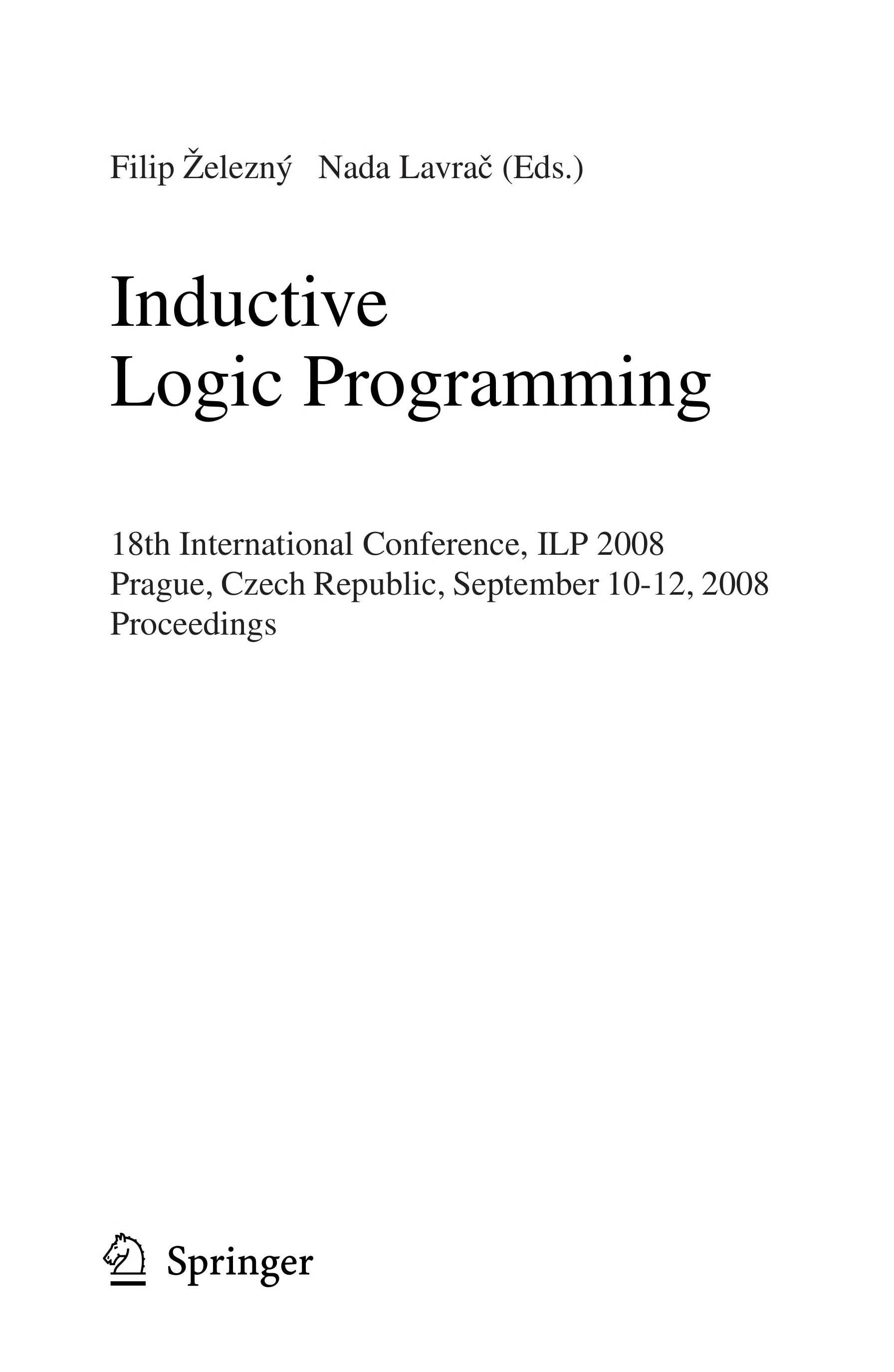 Inductive Logic Programming