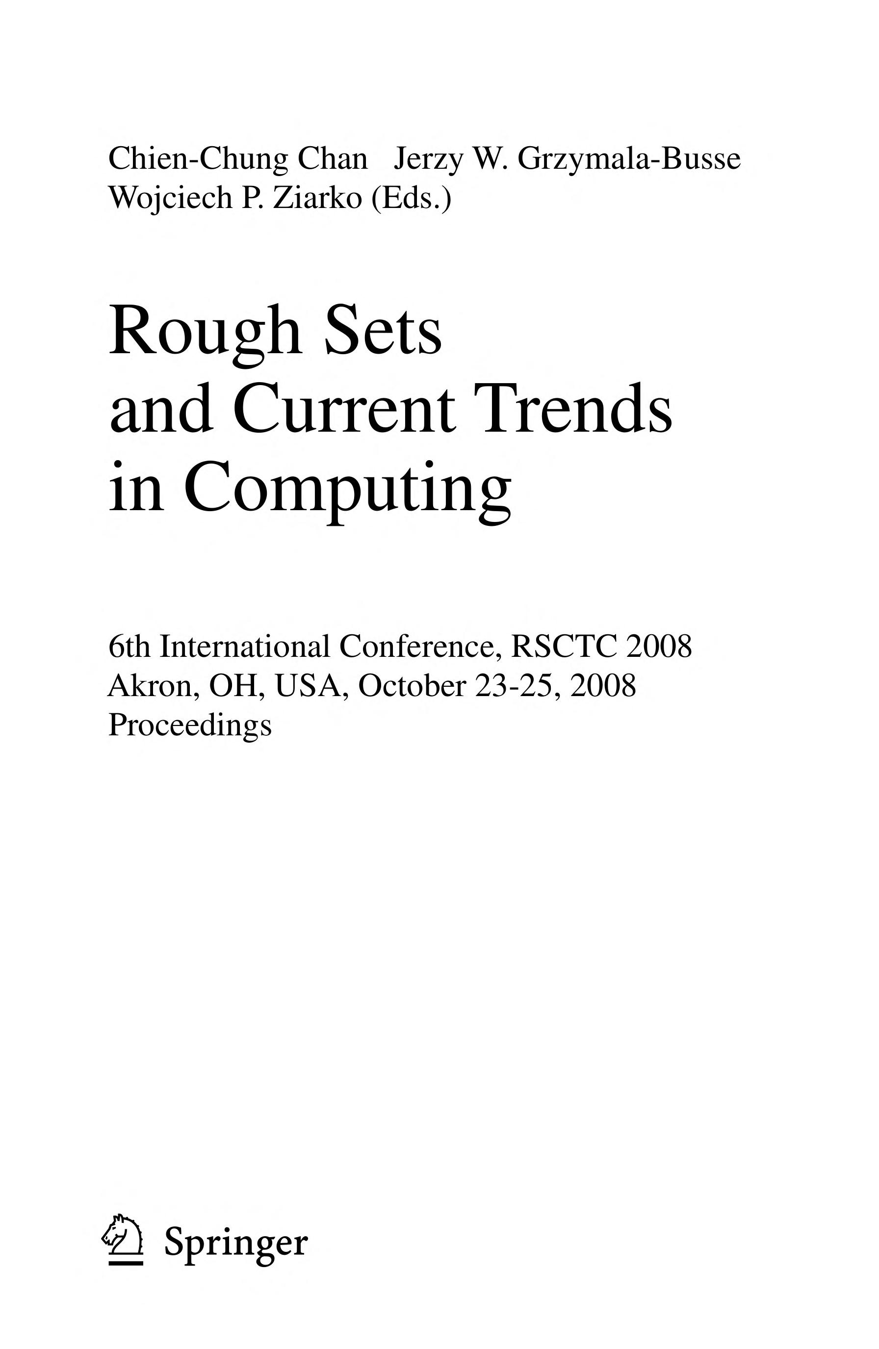 Rough sets and current trends in computing