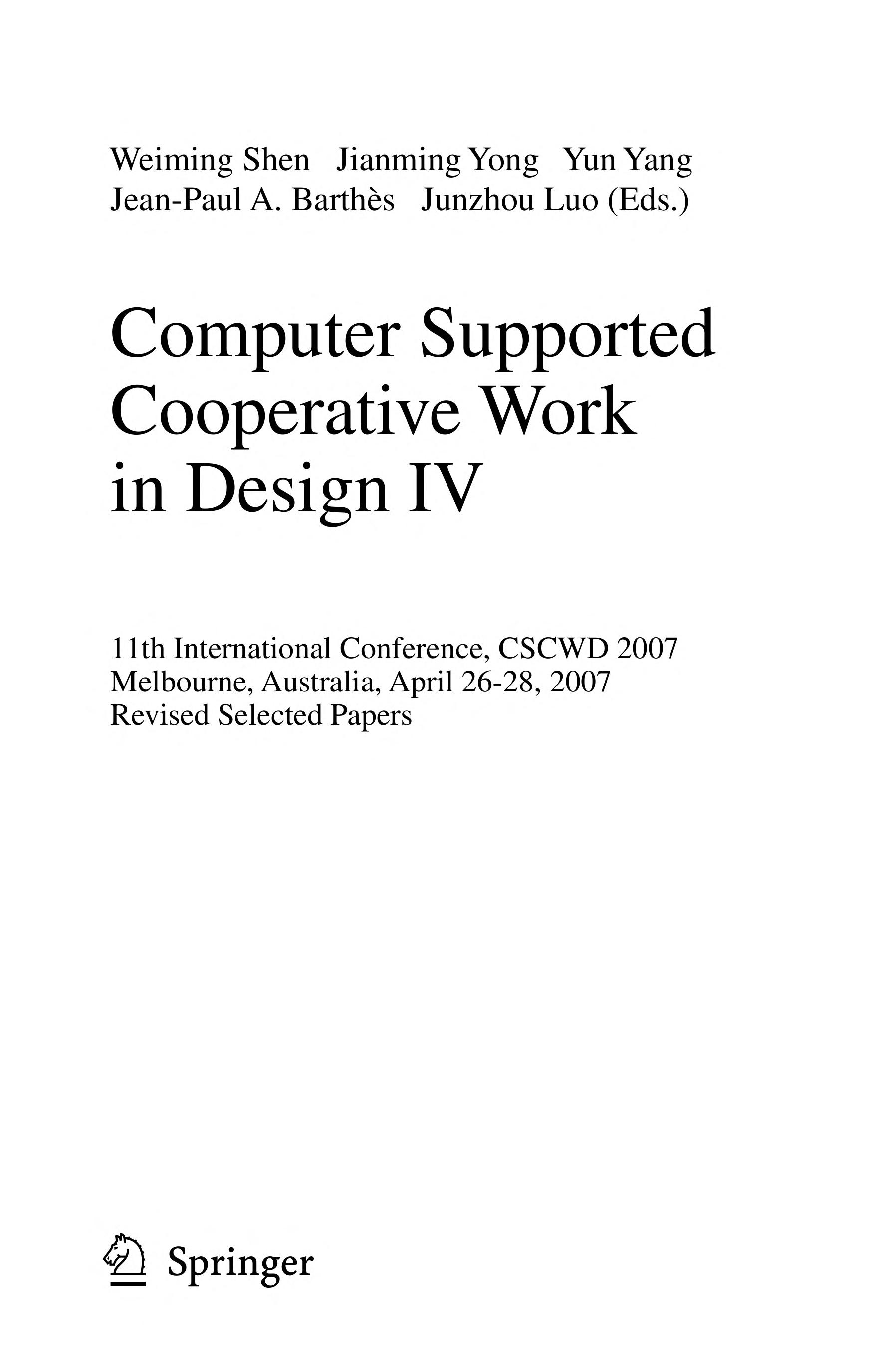 Computer Supported Cooperative Work in Design Iv