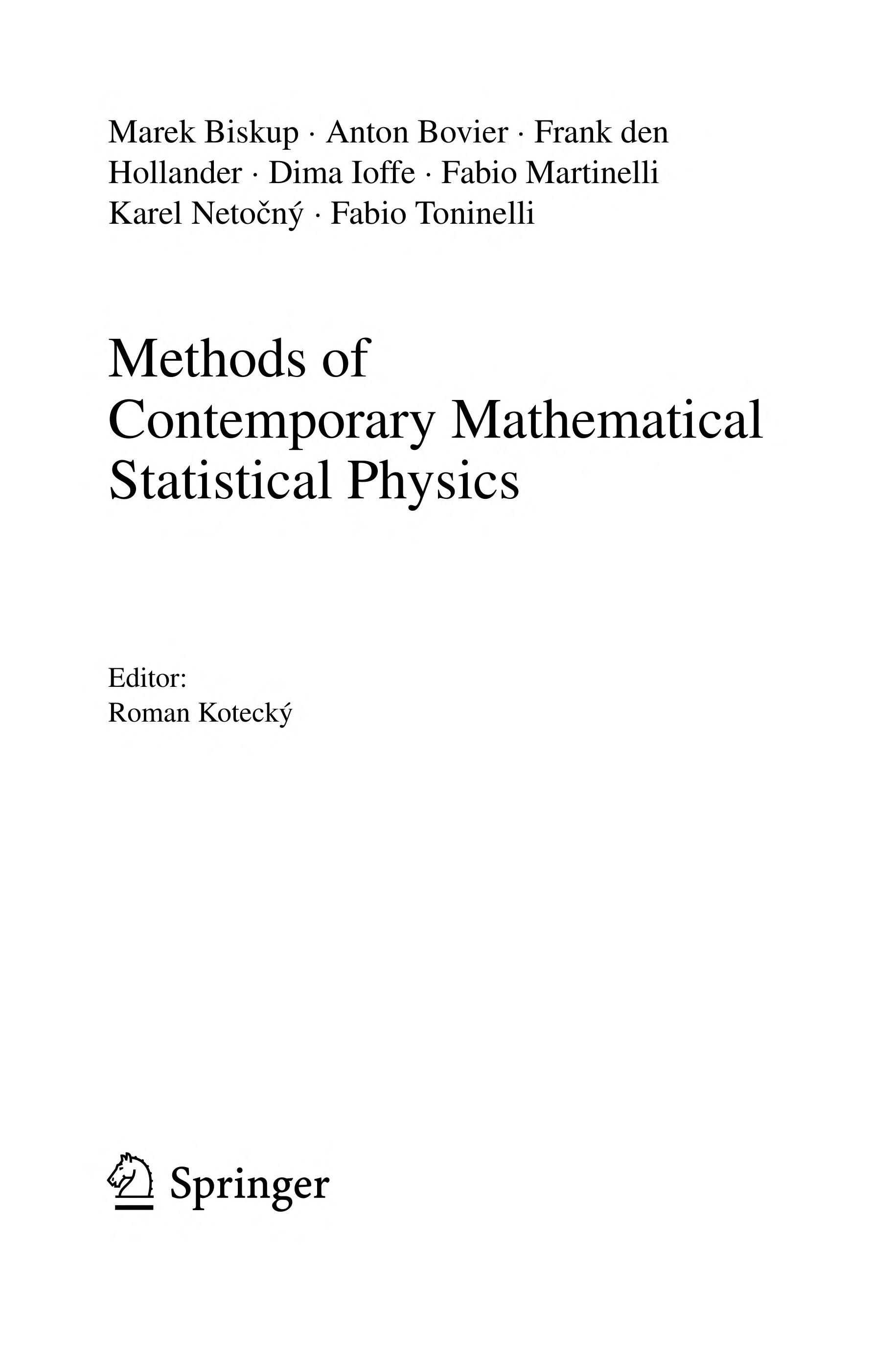 Methods of contemporary mathematical statistical physics