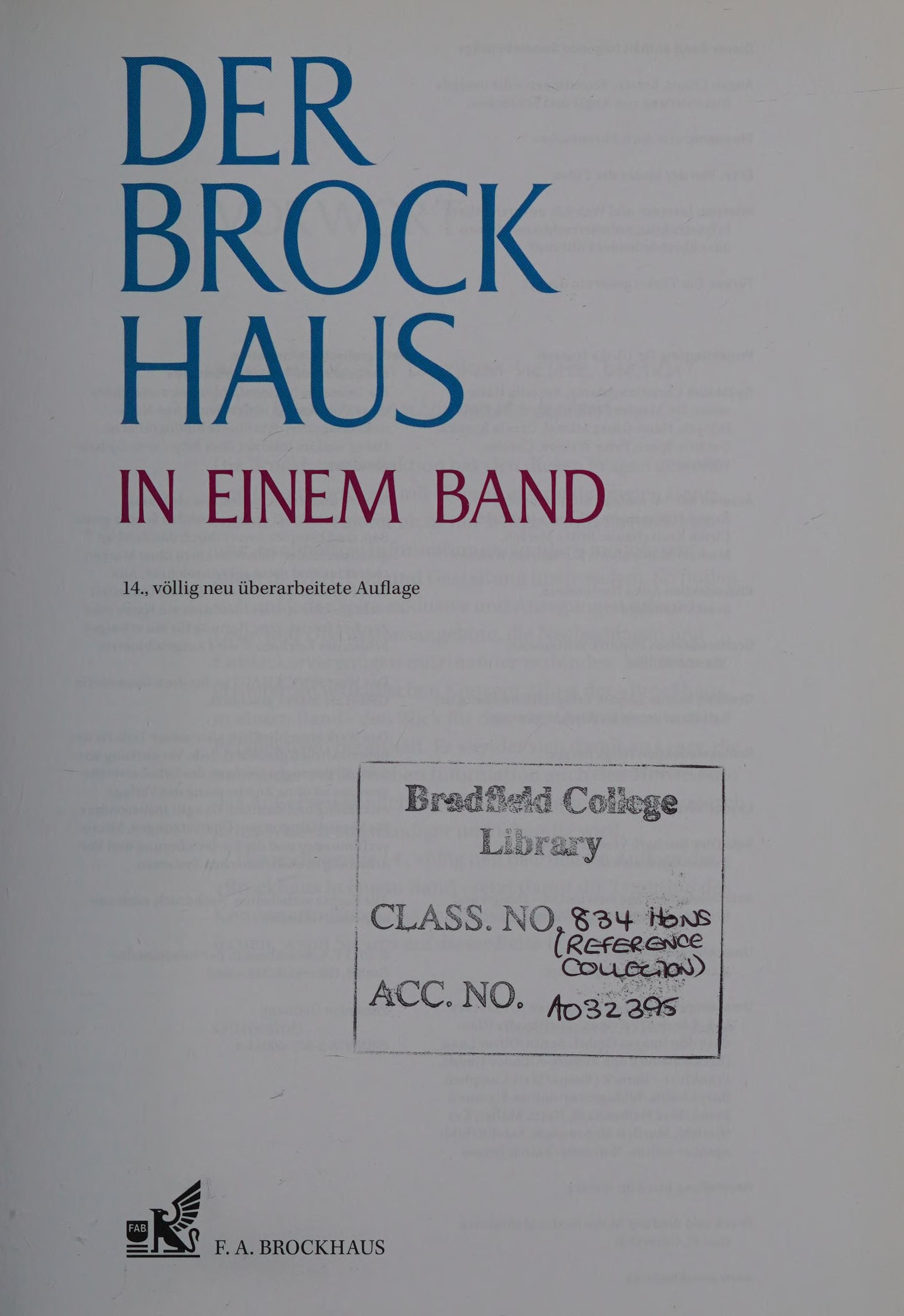 Der Brockhaus in Einem Band